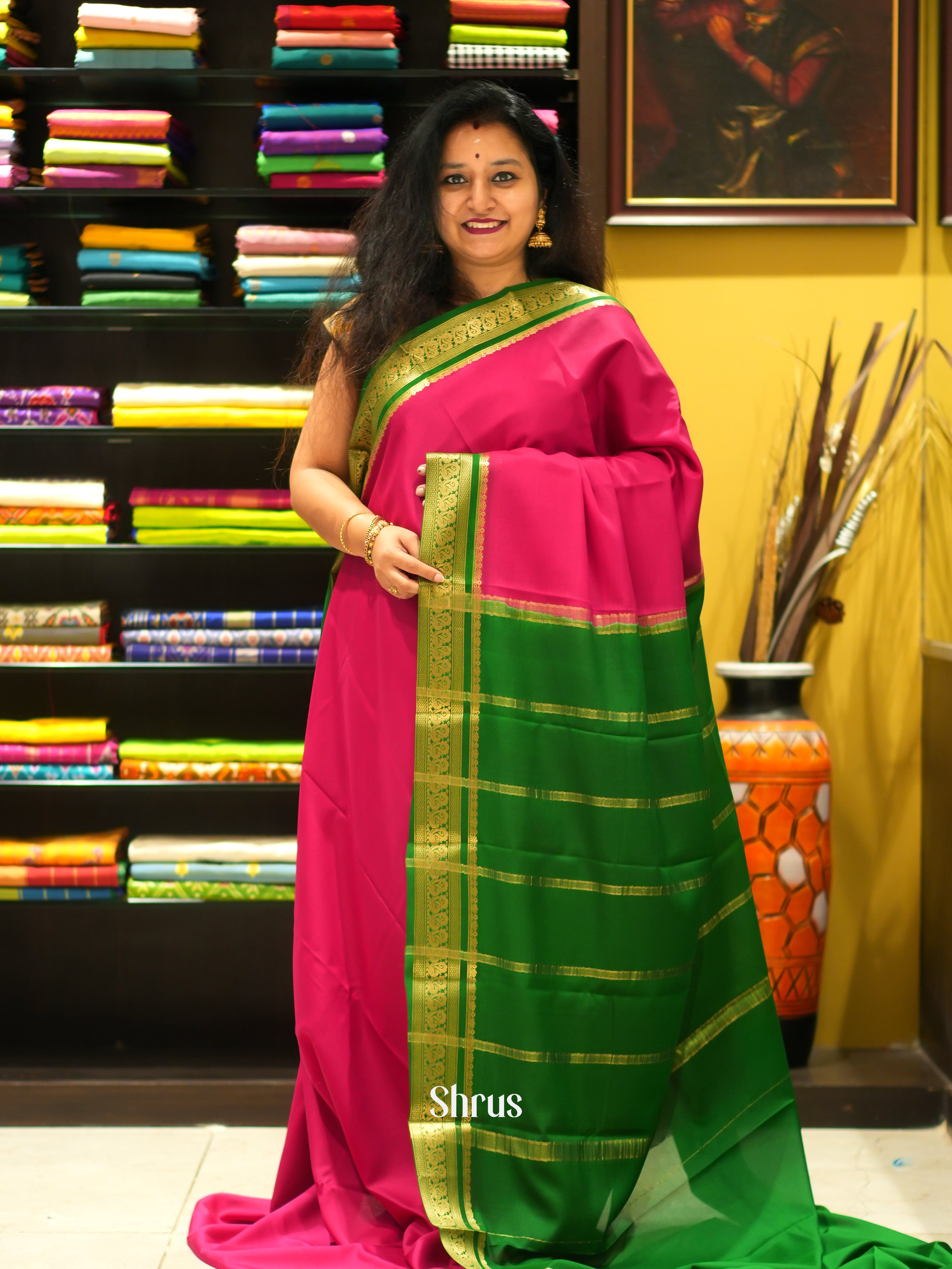 Pink & Green -Mysore Silk