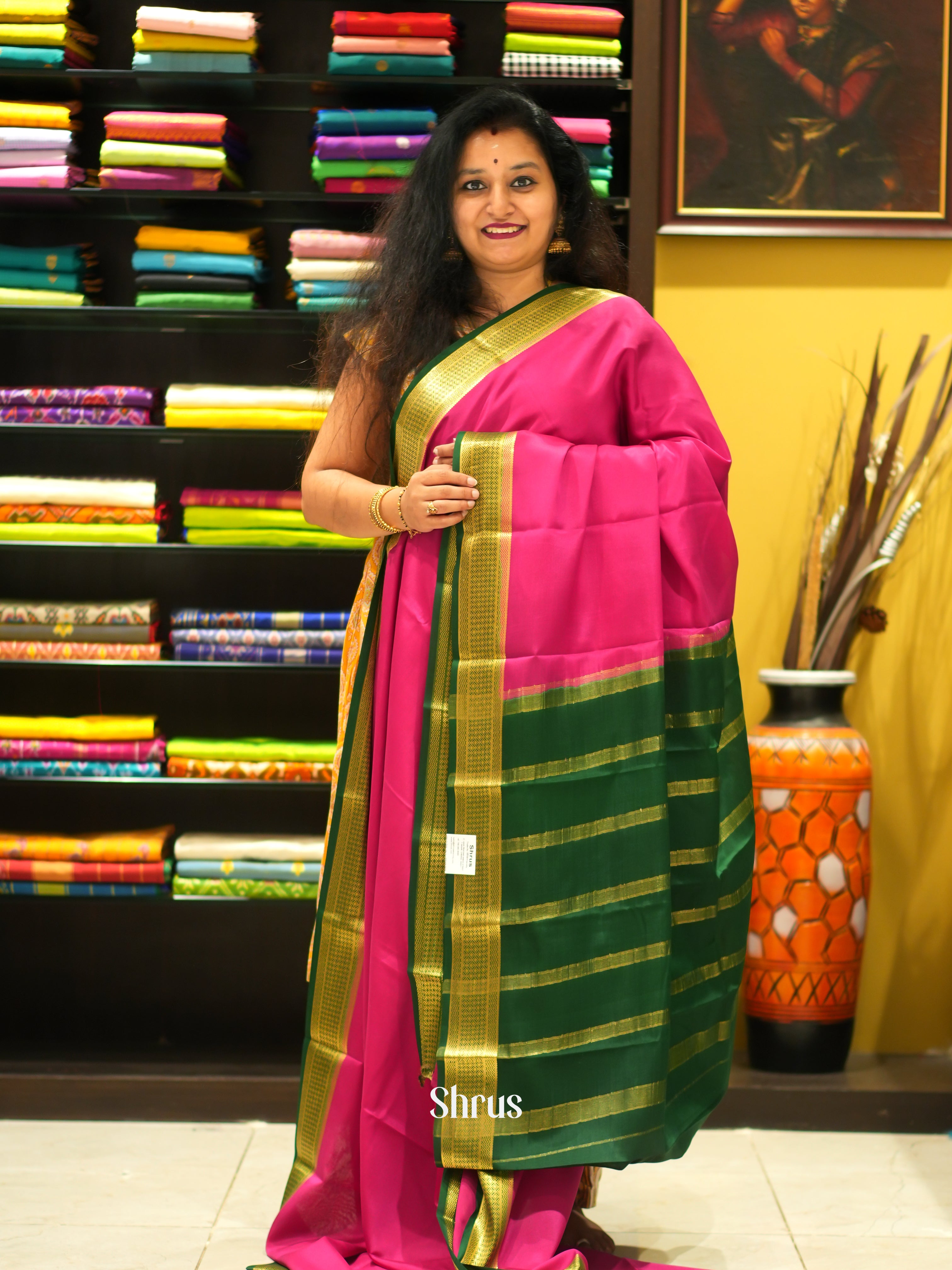 Pink & Green  -Mysore Silk