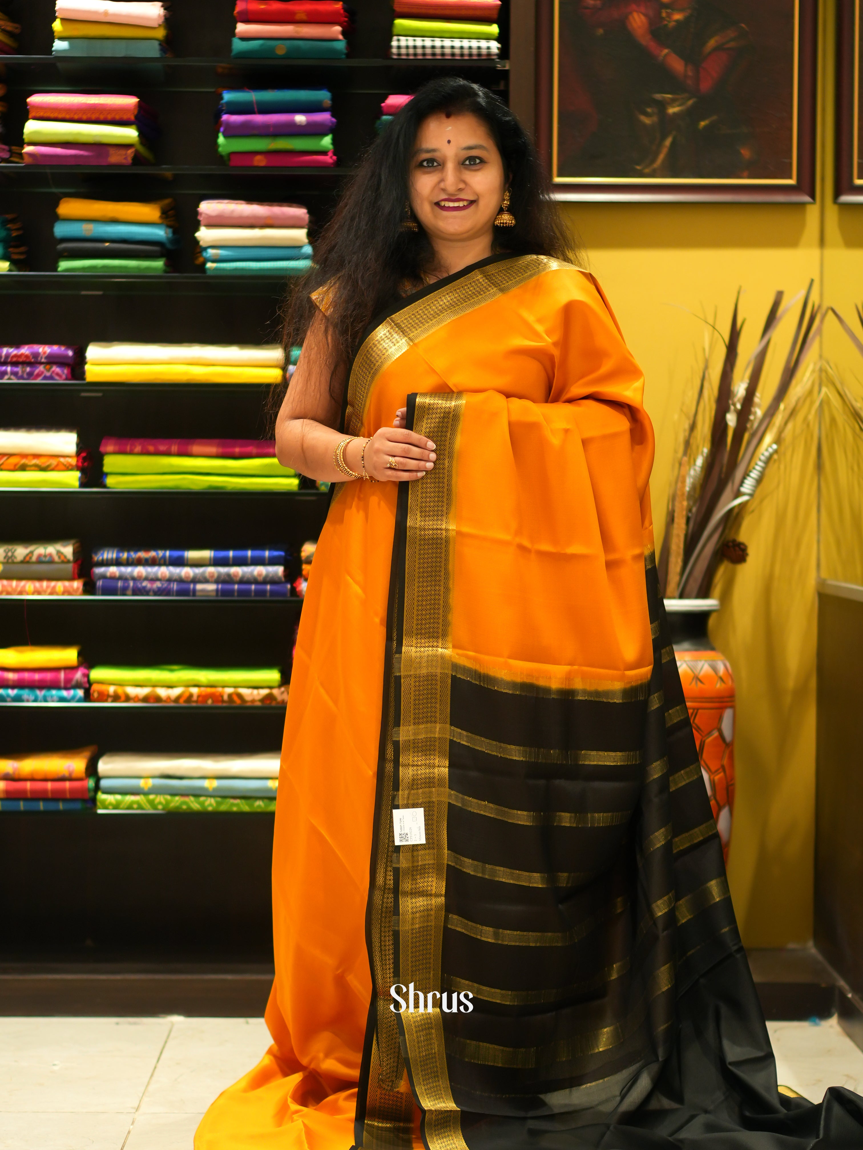 Mustard & Black   -Mysore Silk