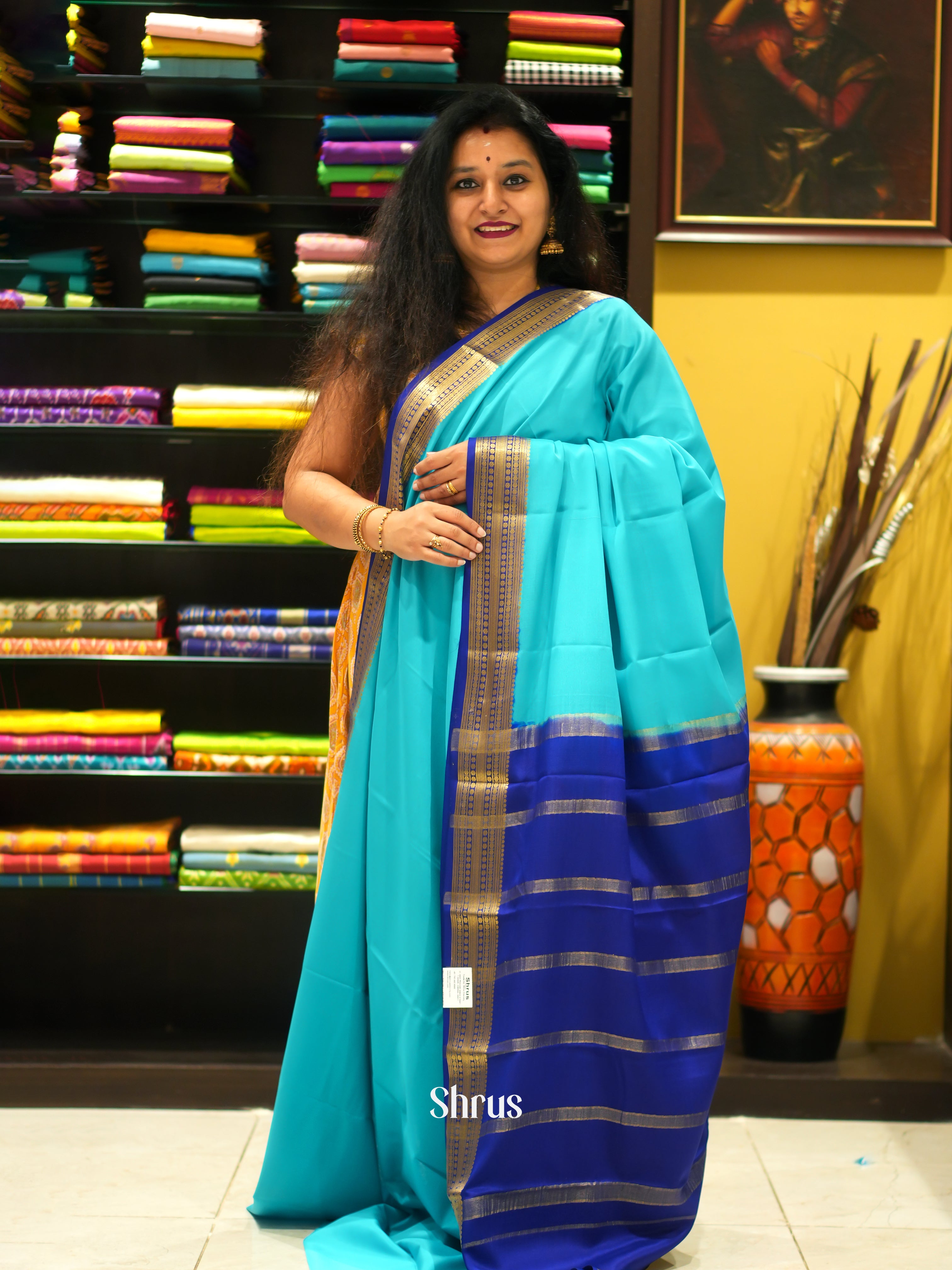 Sky Blue & Blue  -Mysore Silk