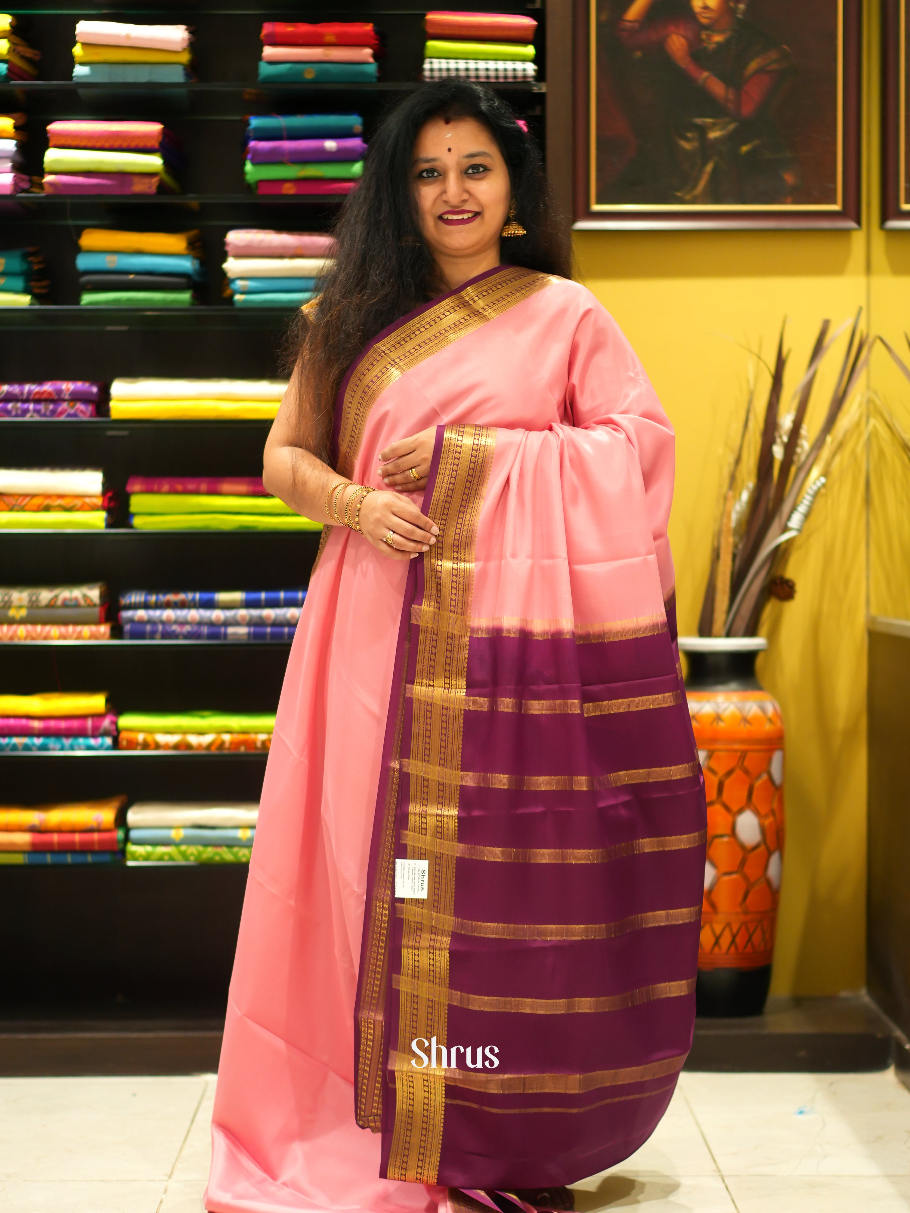 Pink & Wine -Mysore Silk