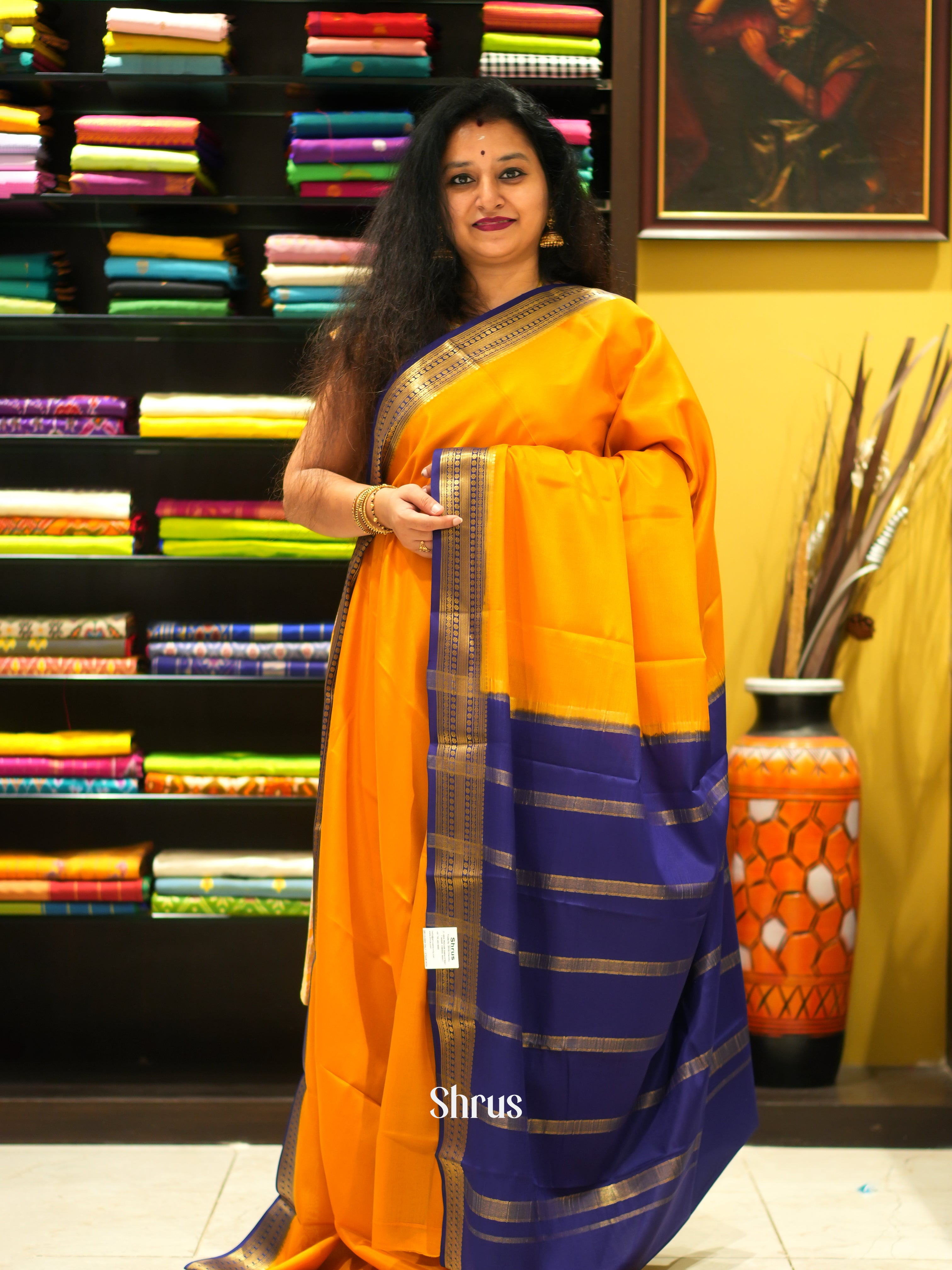 Mambazha Yellow & Blue -Mysore Silk&nbsp;