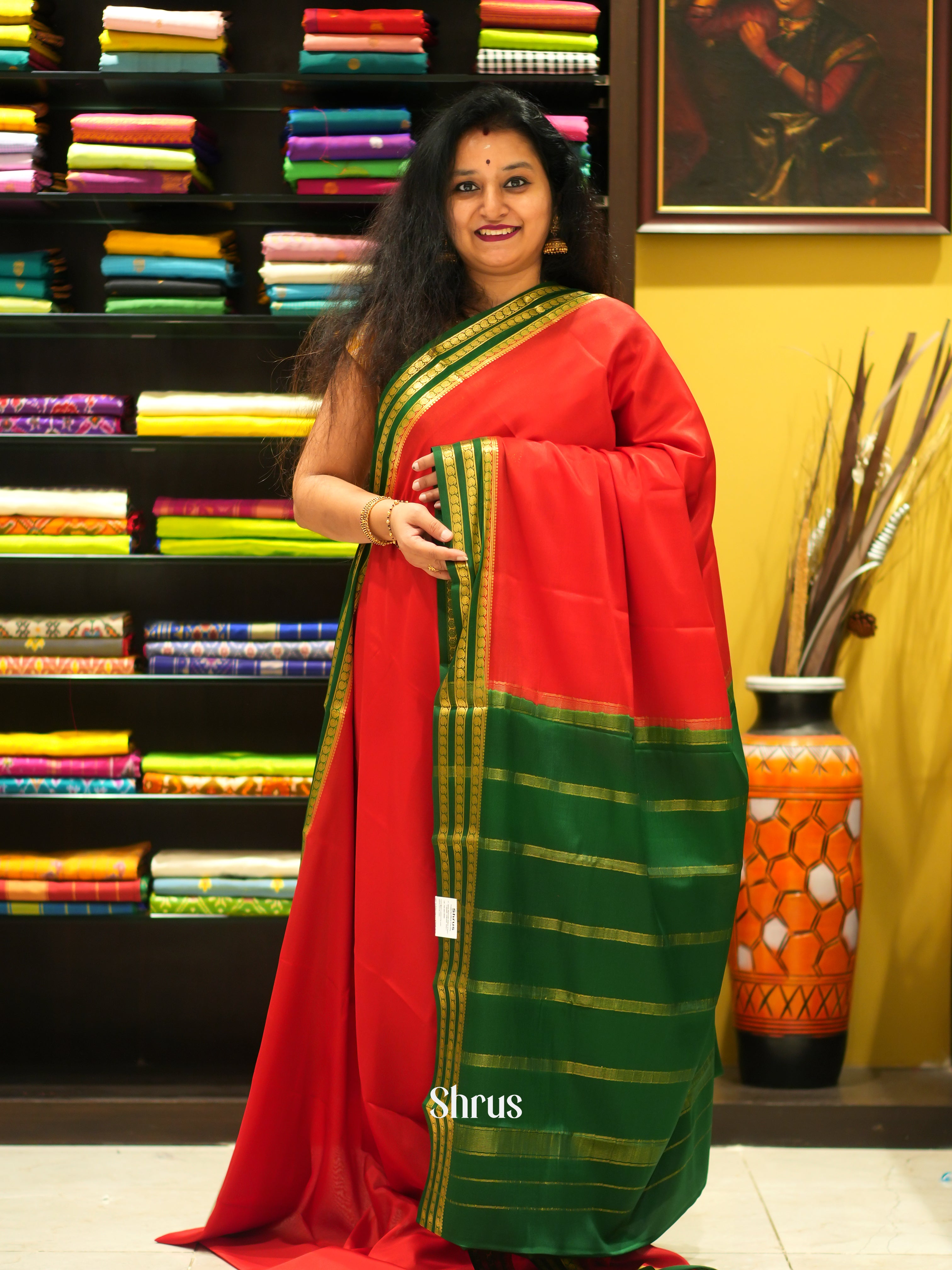 Red & Green  -Mysore Silk