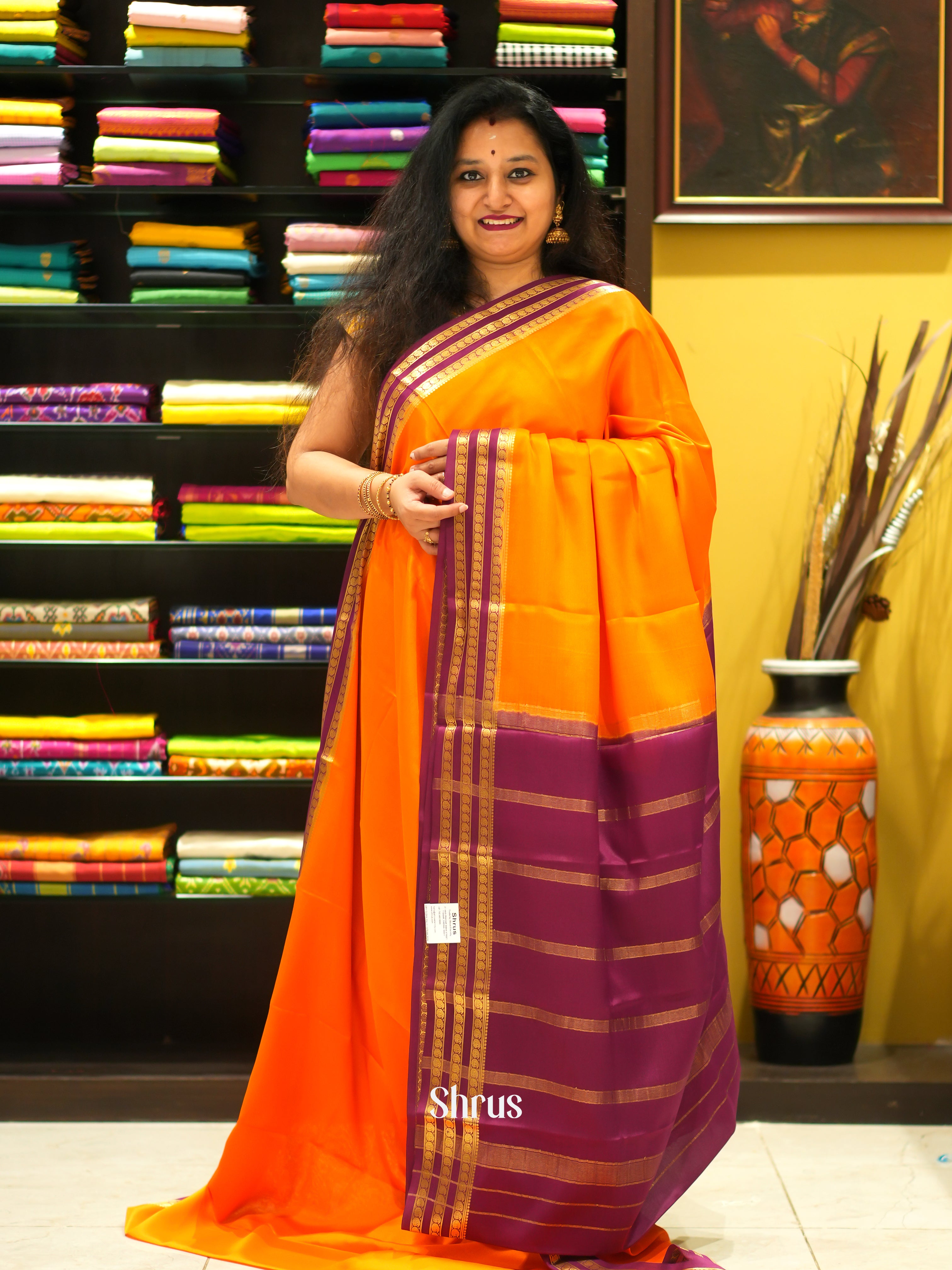 Mango Yellow & Majenta -Mysore Silk