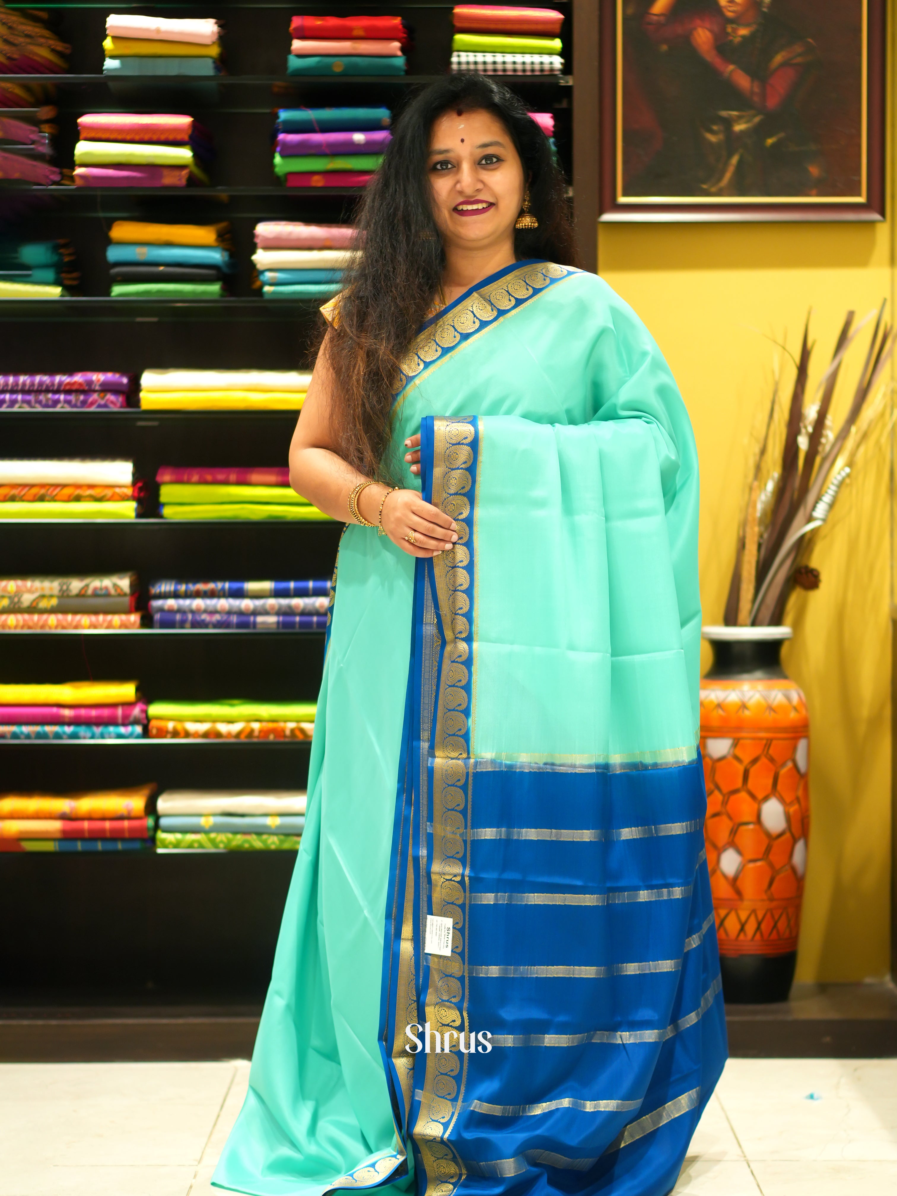 Teal Green & Blue -Mysore Silk