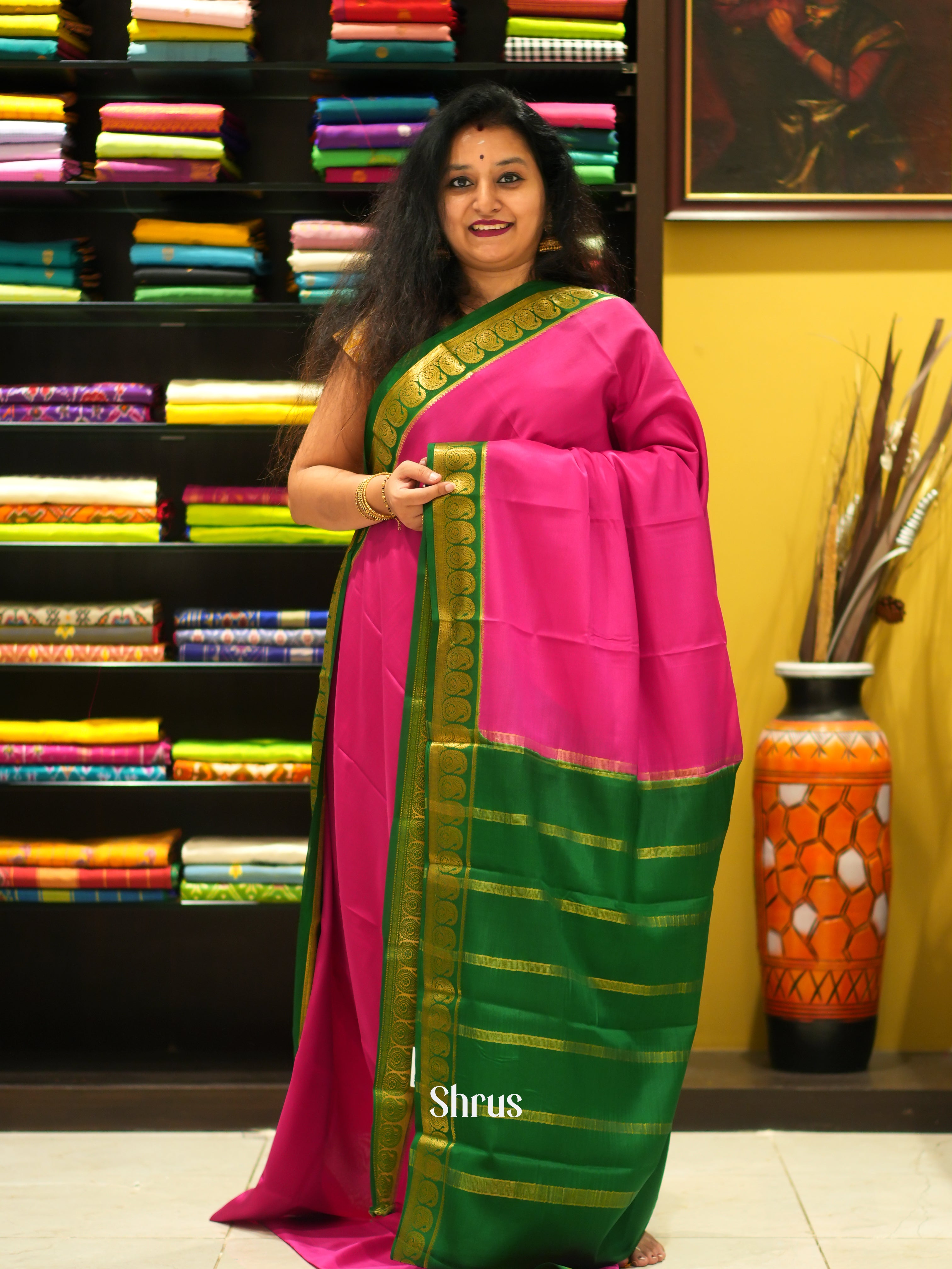 dark green mysore silk saree