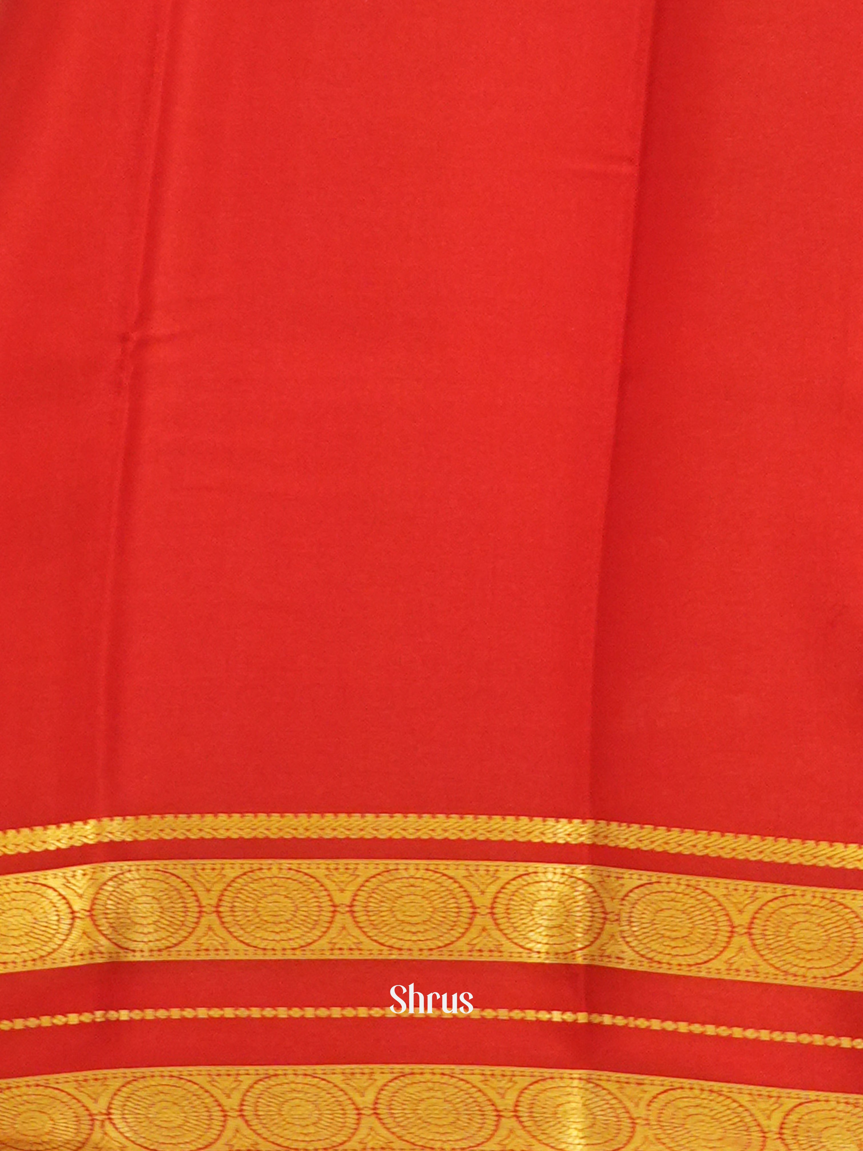 Cream & Red  -Mysore Silk