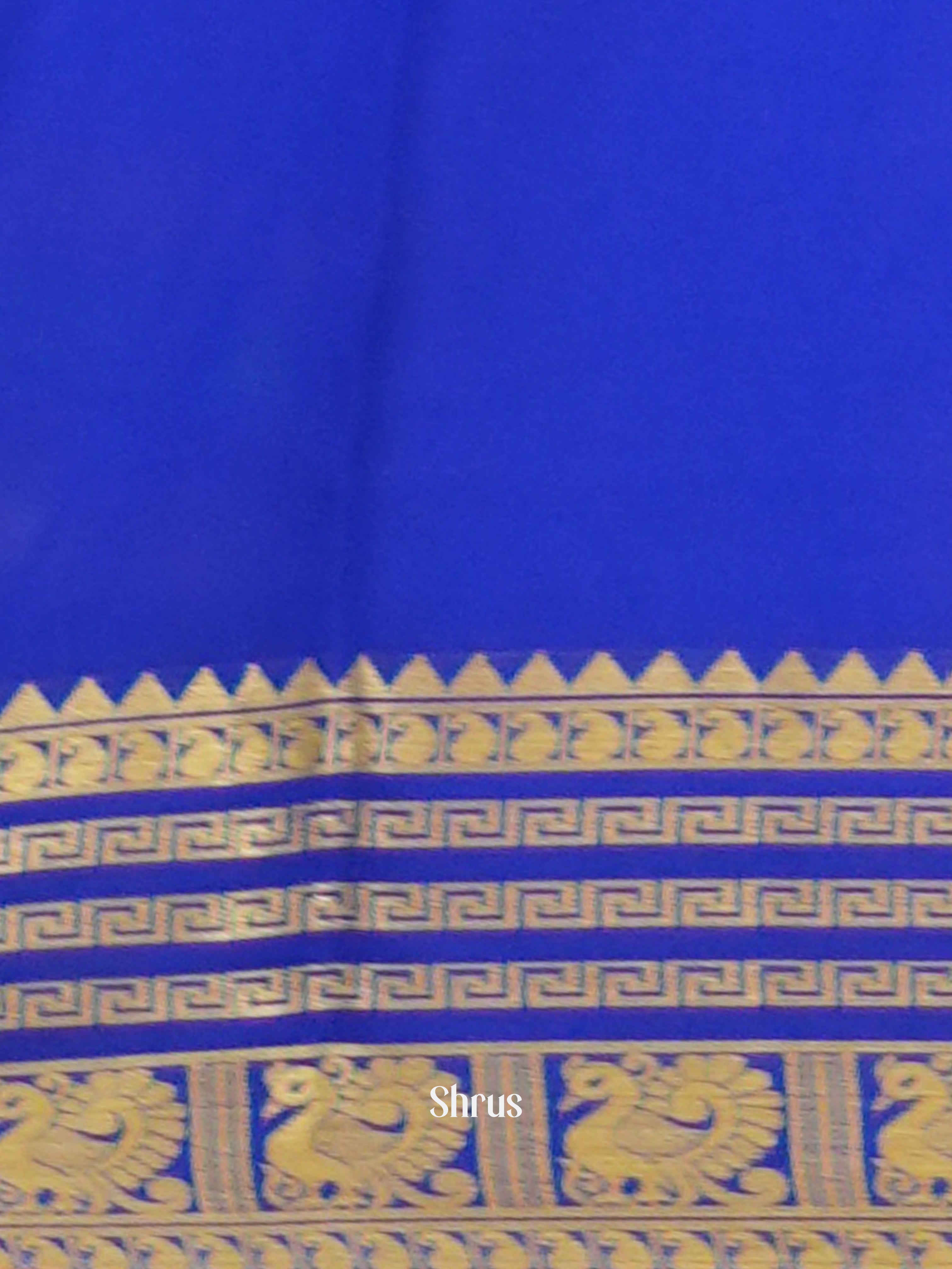 Cream & Blue  -Mysore Silk