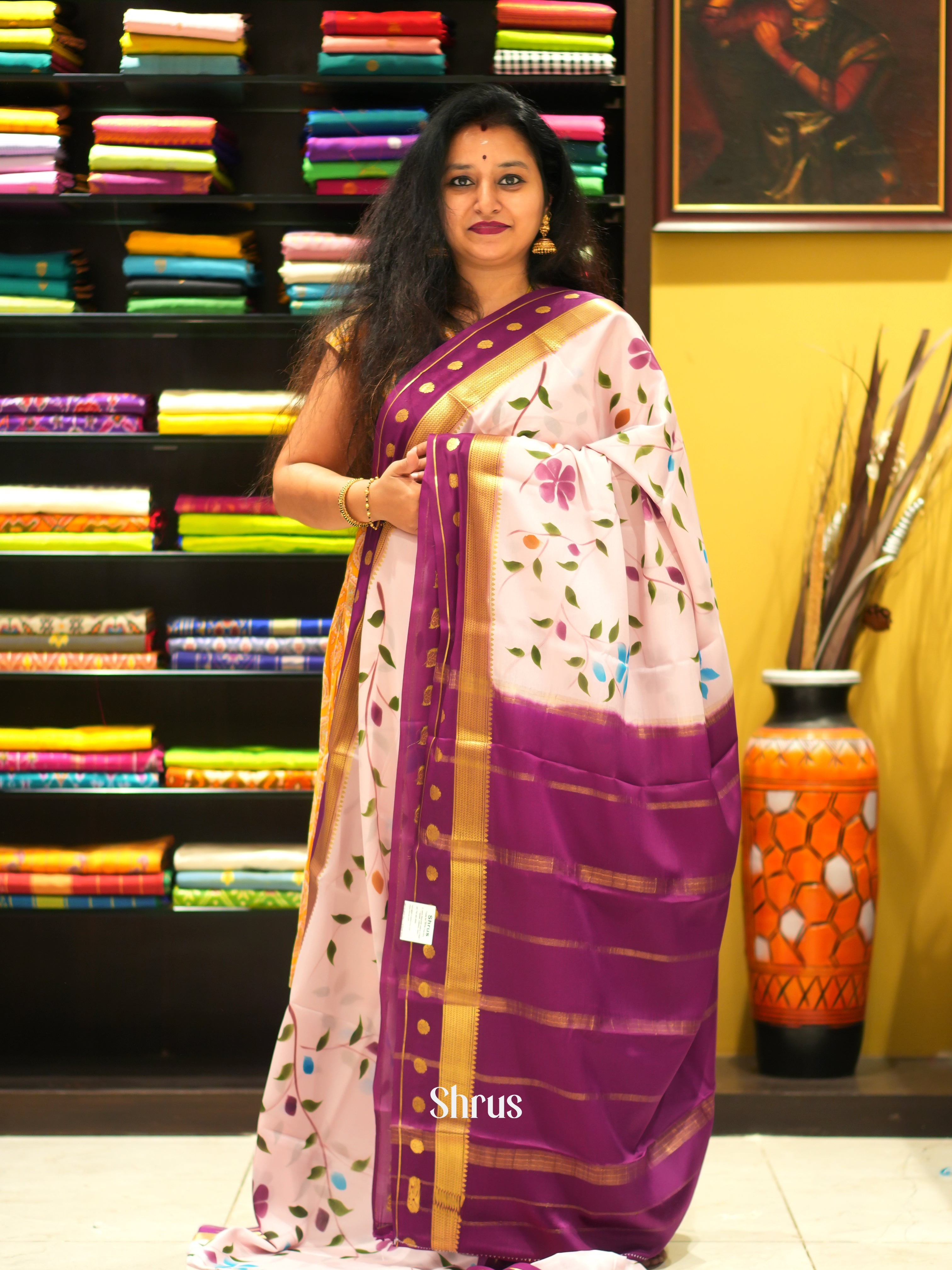 Baby Pink & Purple  -Mysore Silk