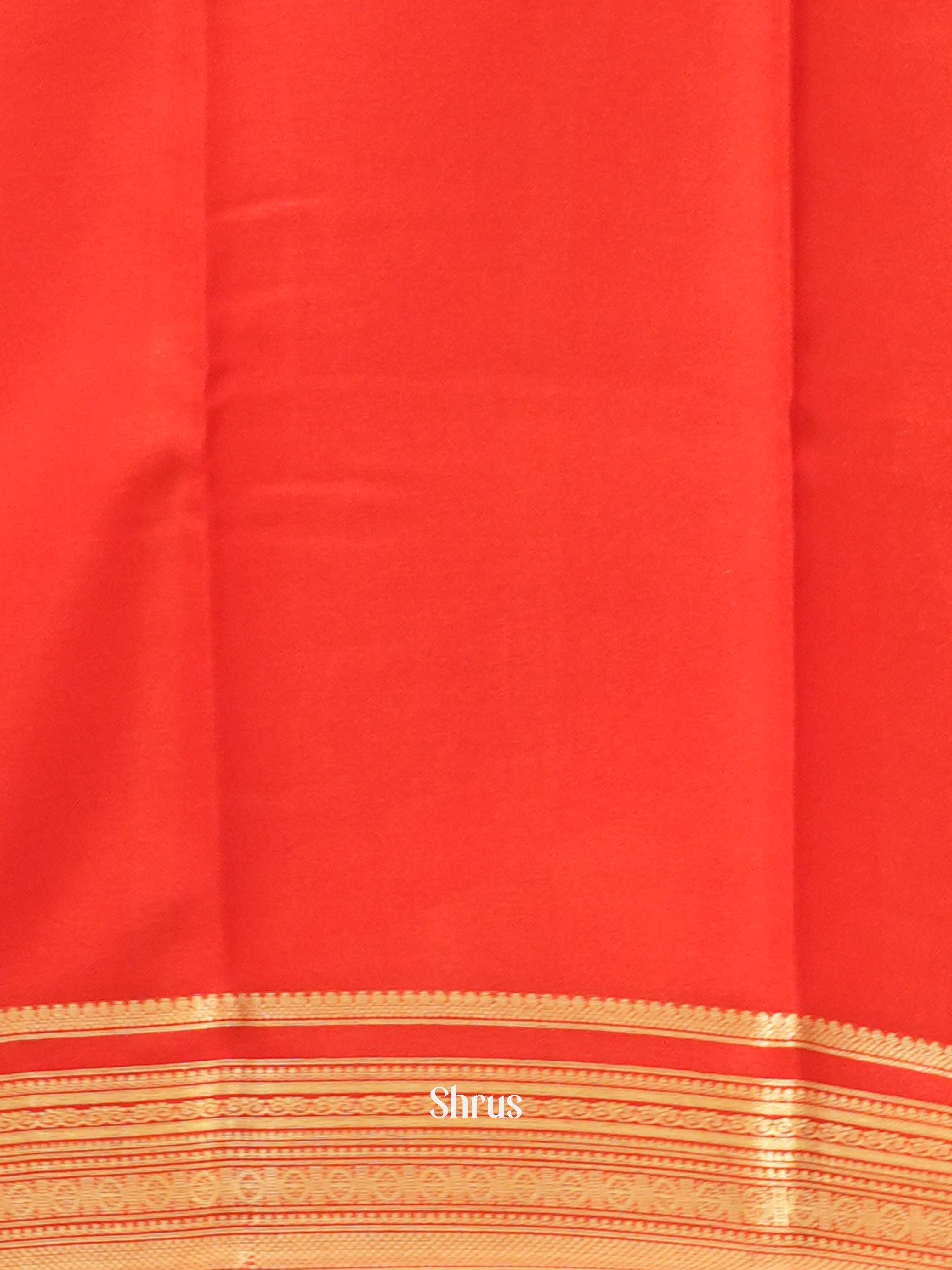 Cream & Red  -Mysore Silk