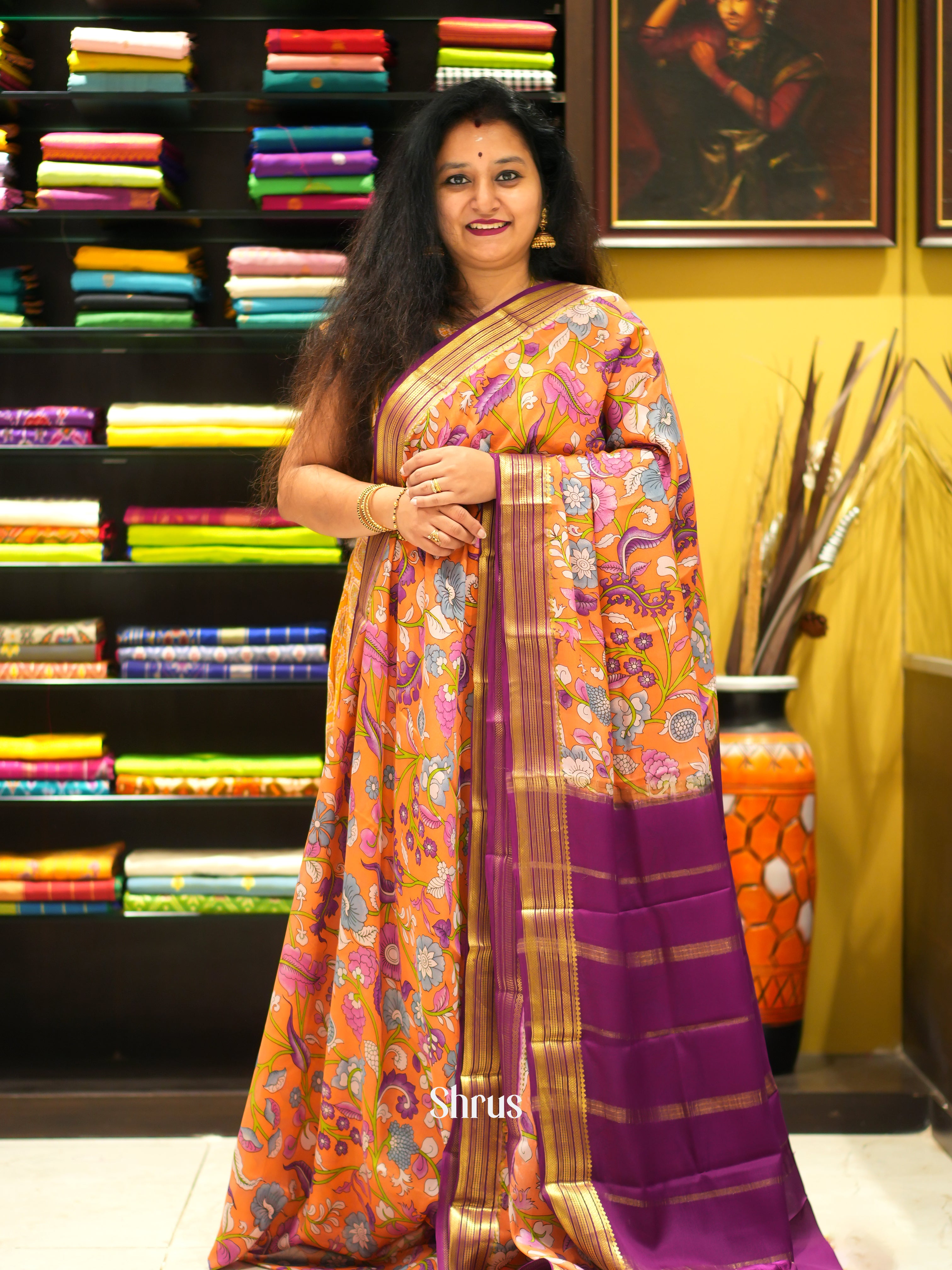 Orange & Purple  -Mysore Silk