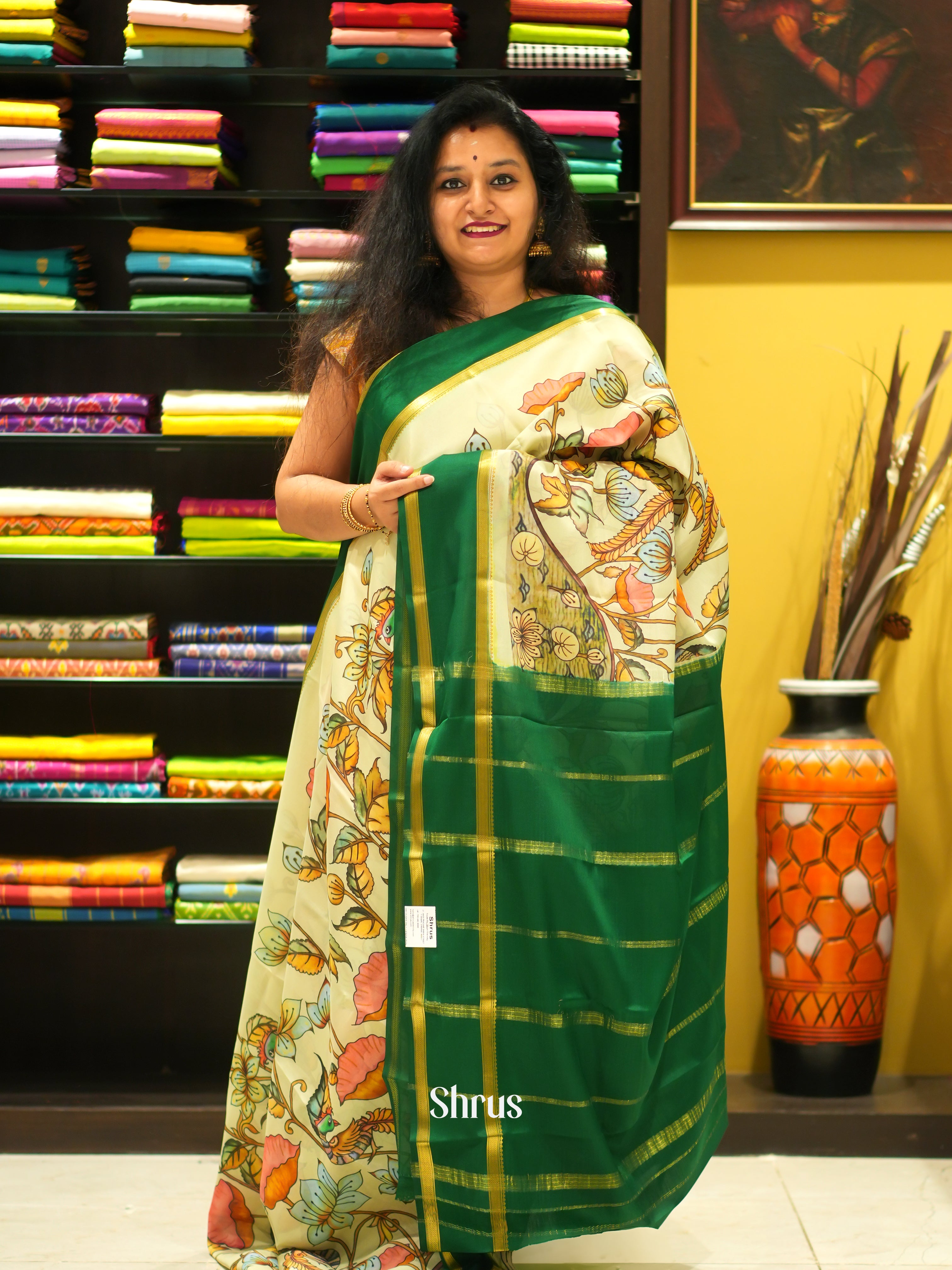 Pale Green & Green  -Mysore Silk