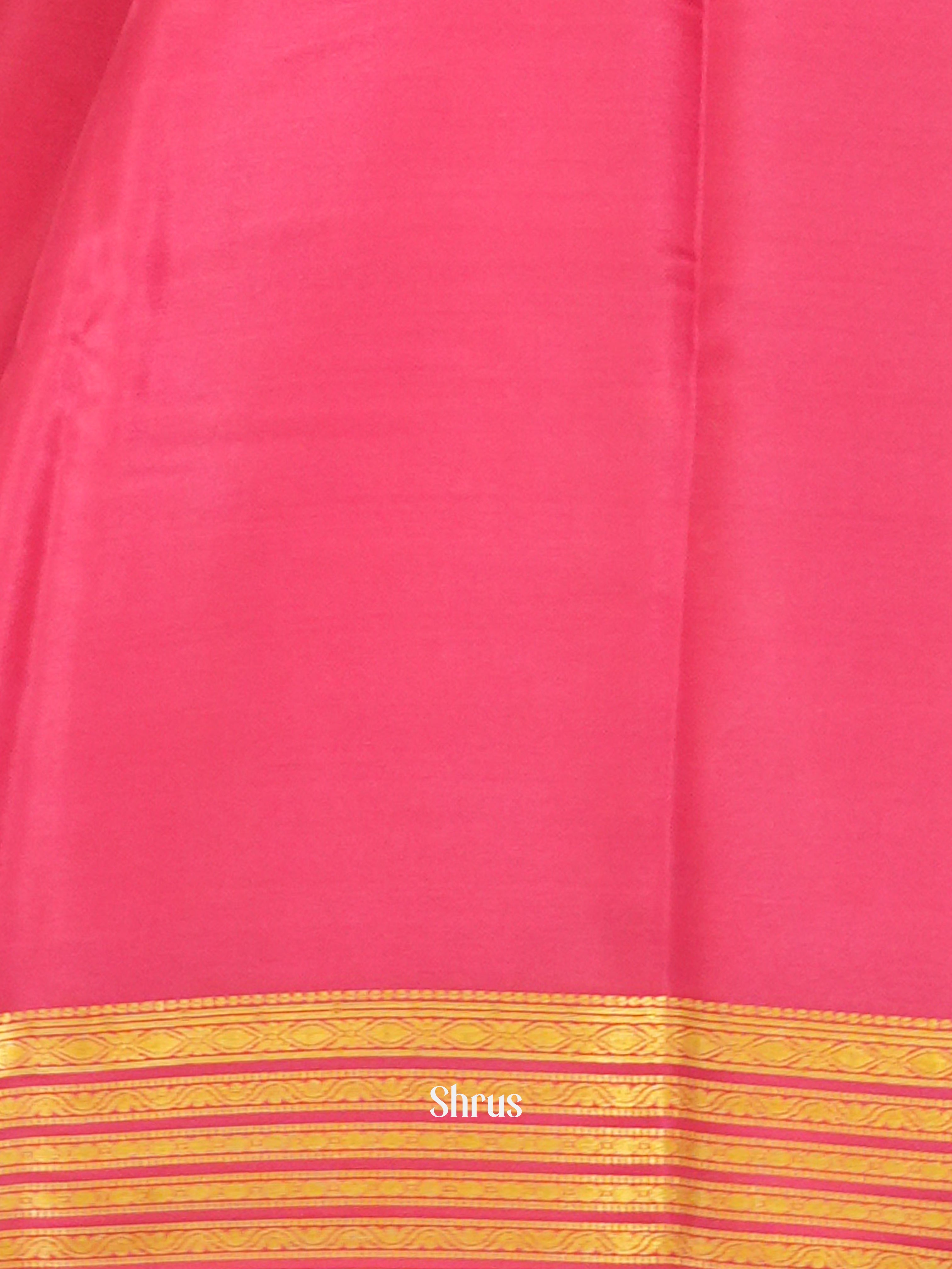 Cream & Pink  -Mysore Silk