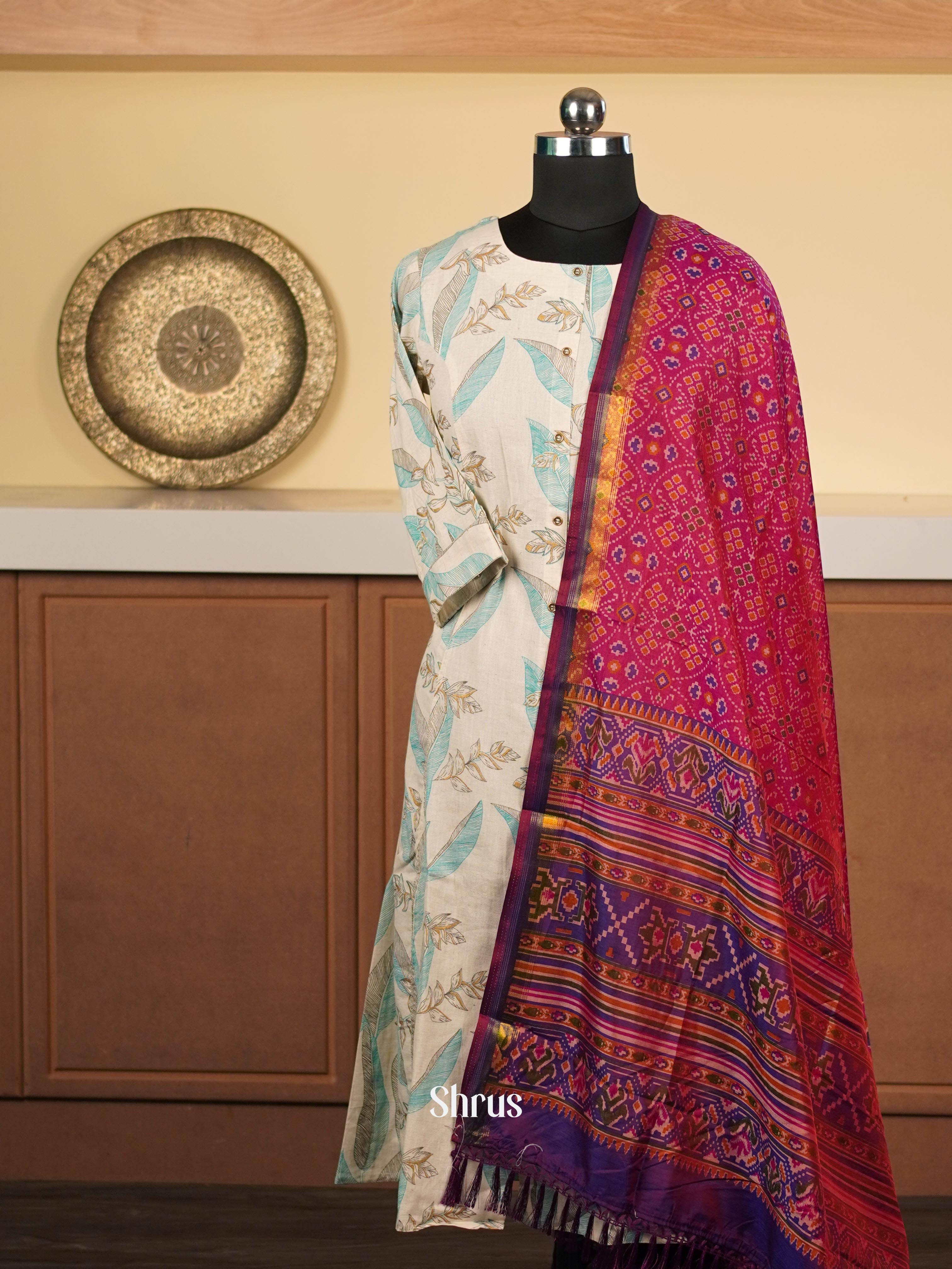 Pink & Indigo  - Dupatta