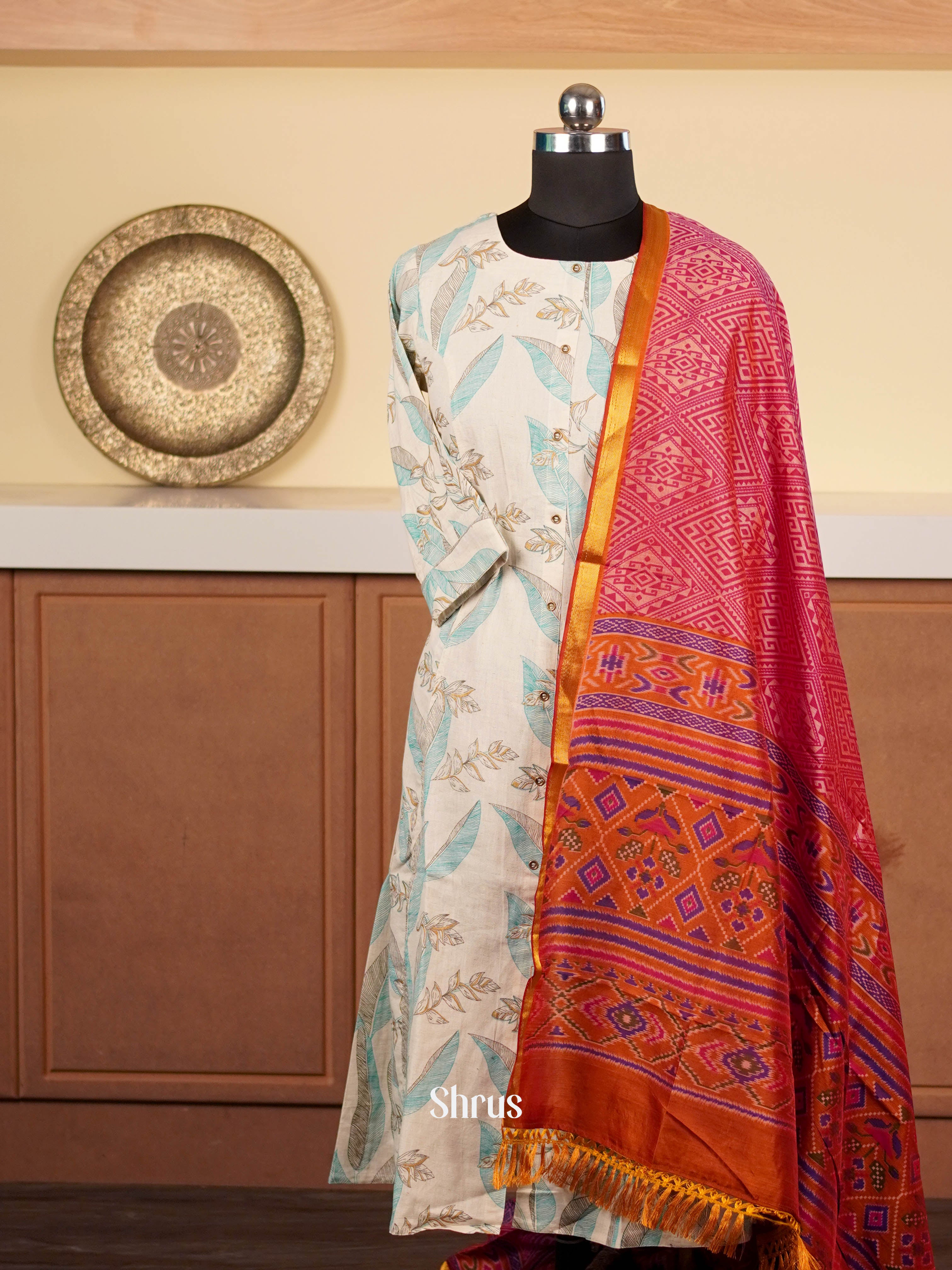 Pink & Brown - Dupatta