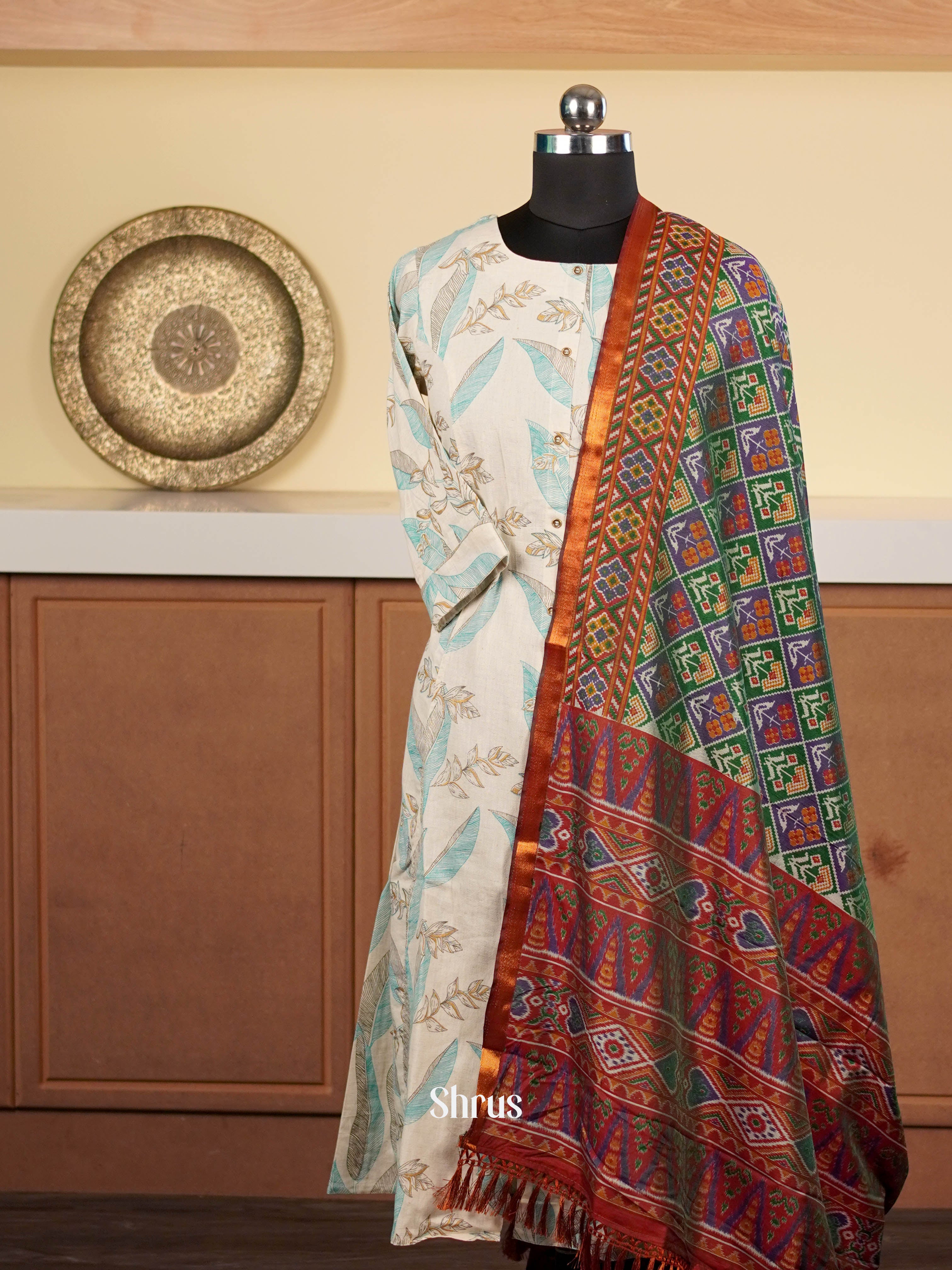 Green & Maroon - Dupatta