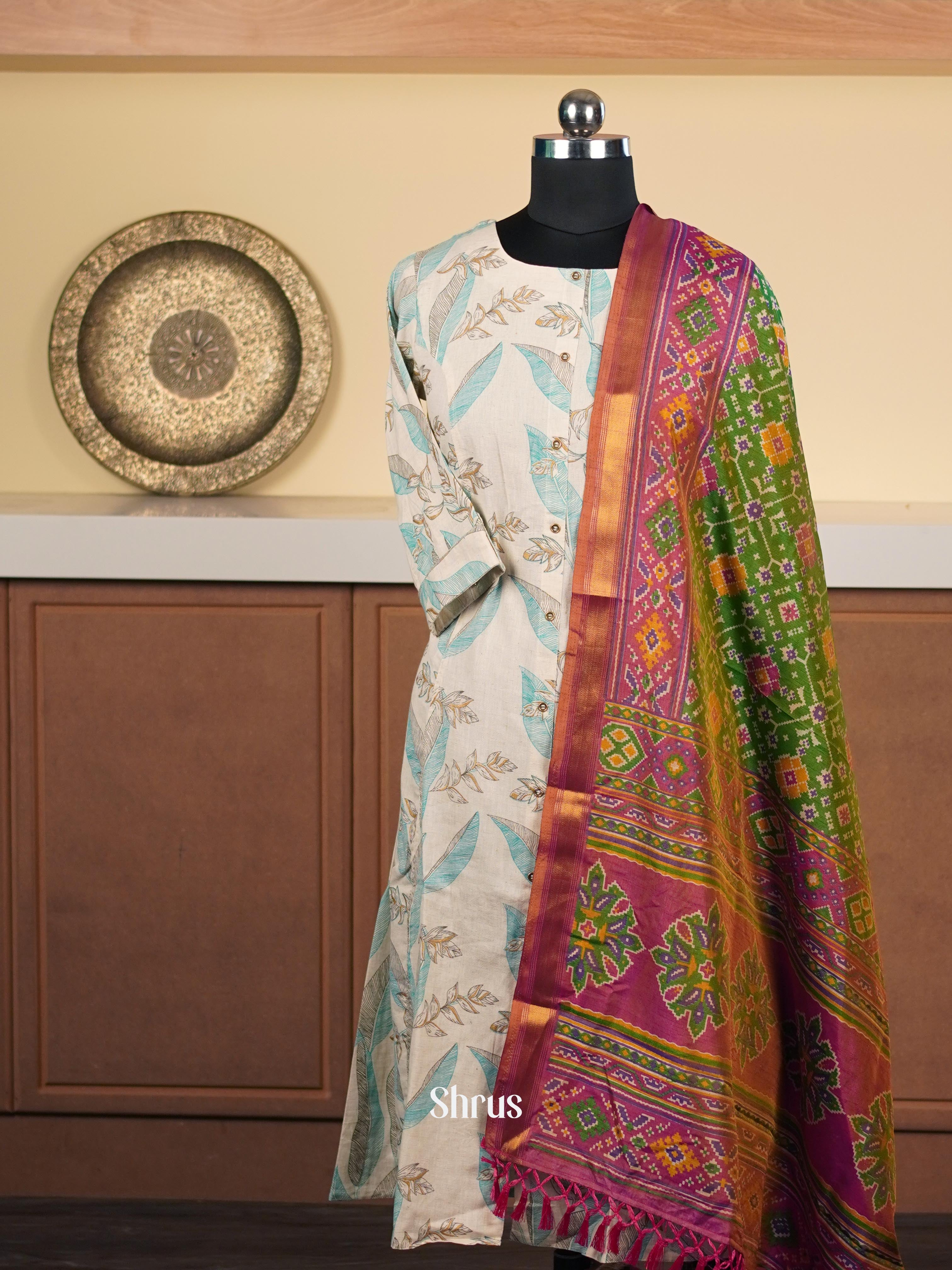 Double Shaded Green & Pink - Dupatta