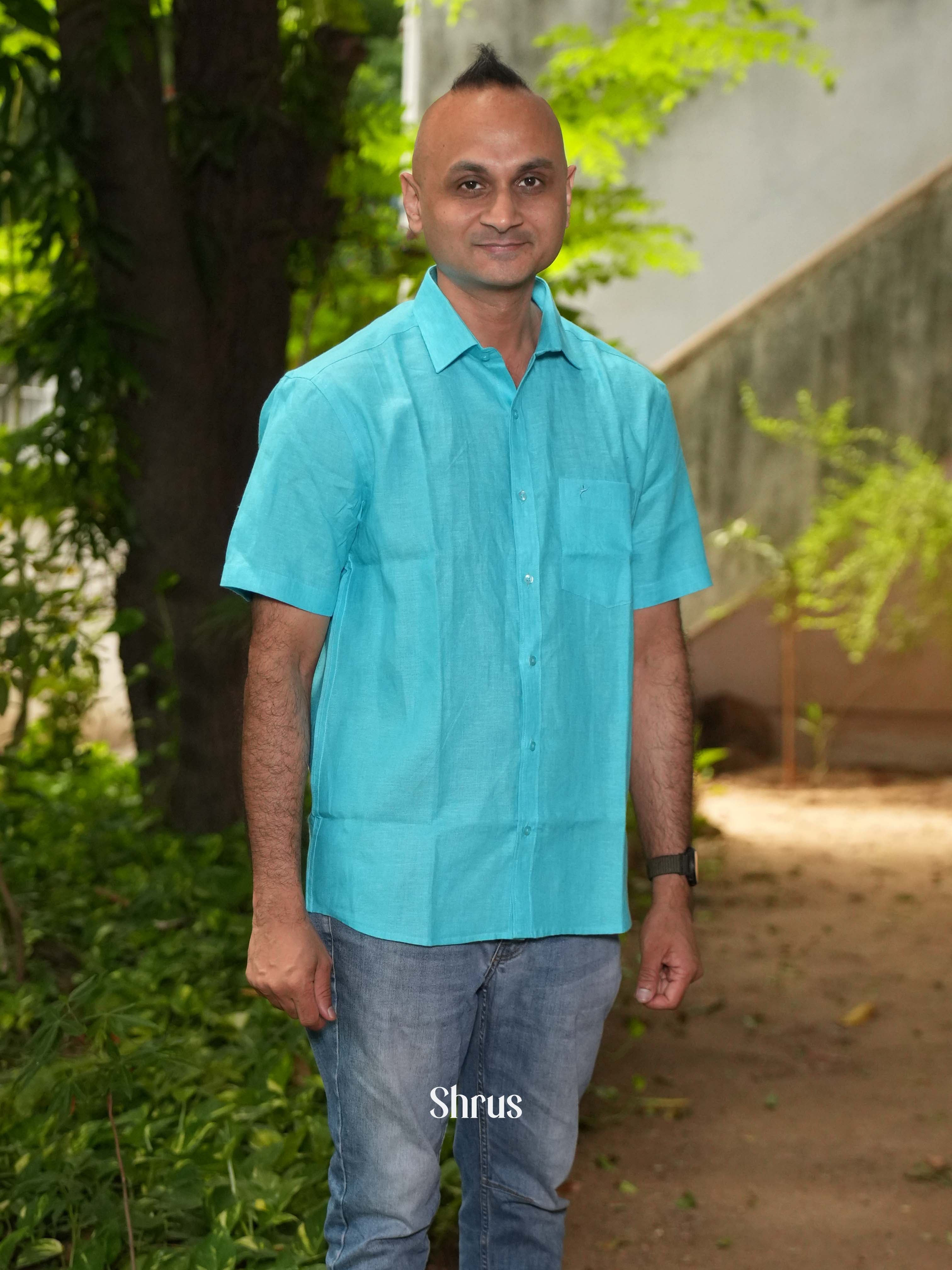 Blue - Pure Linen Readymade Shirts