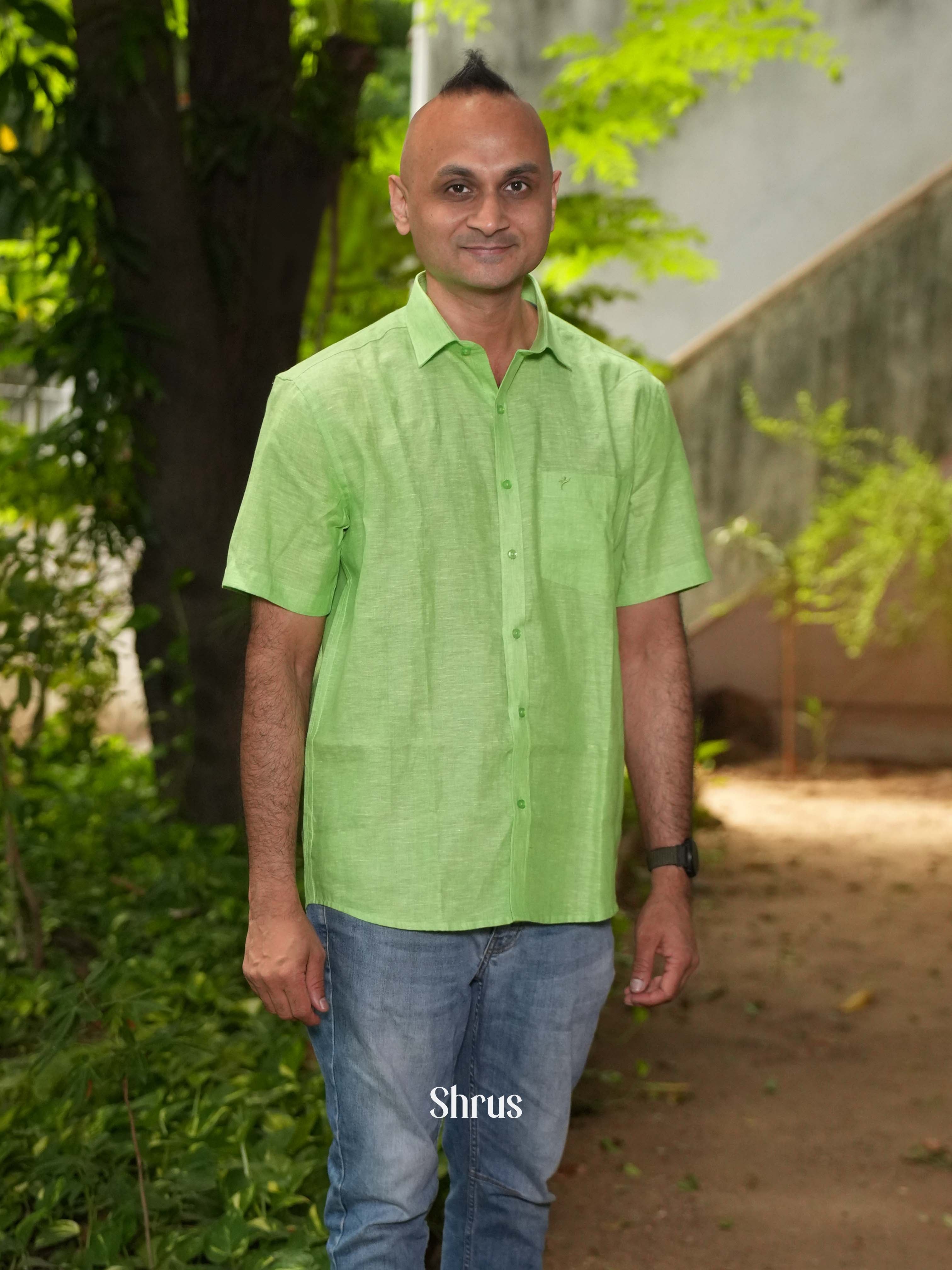 Green - Pure Linen Readymade Shirts