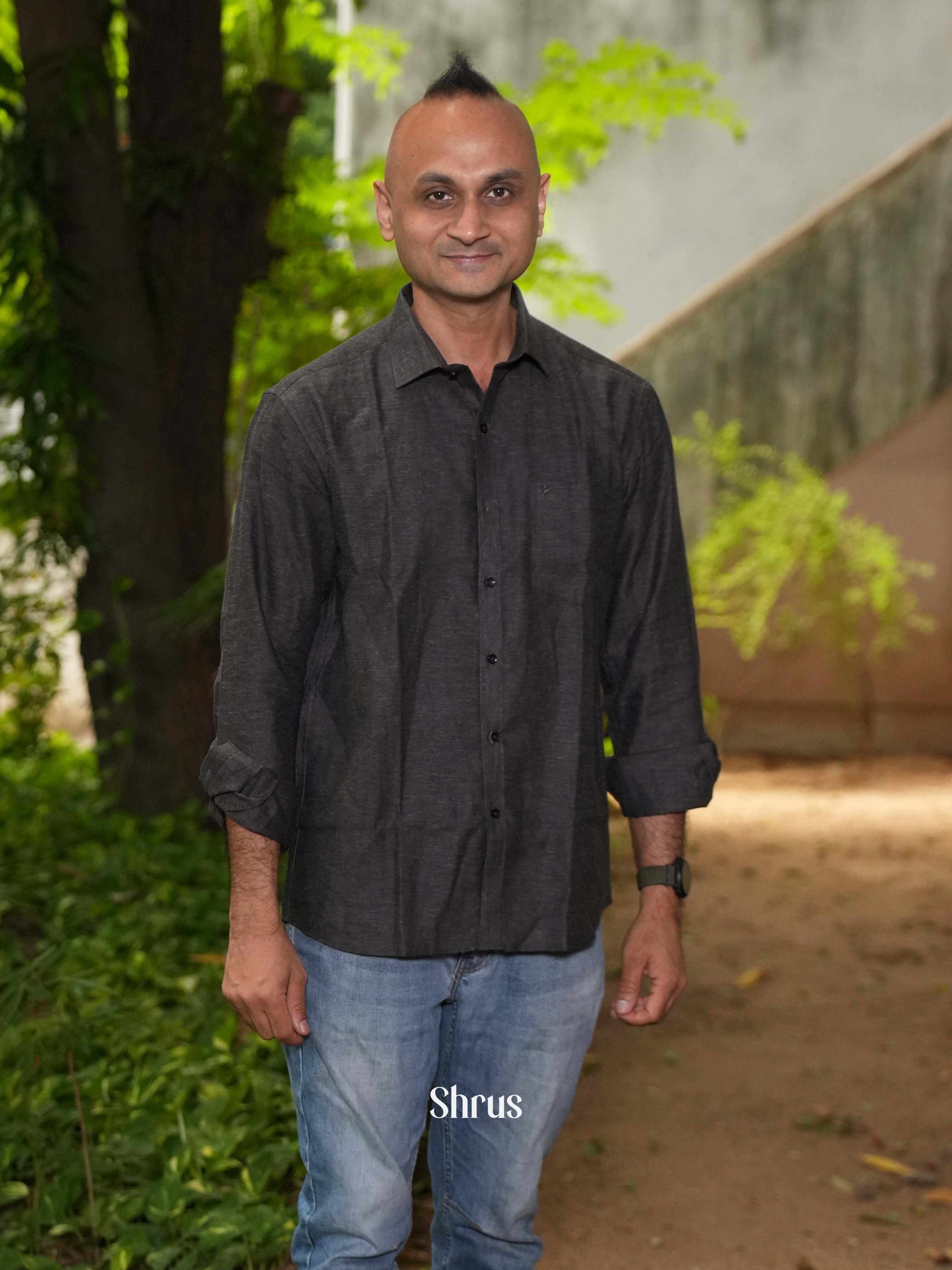 Black - Pure Linen Readymade Shirts