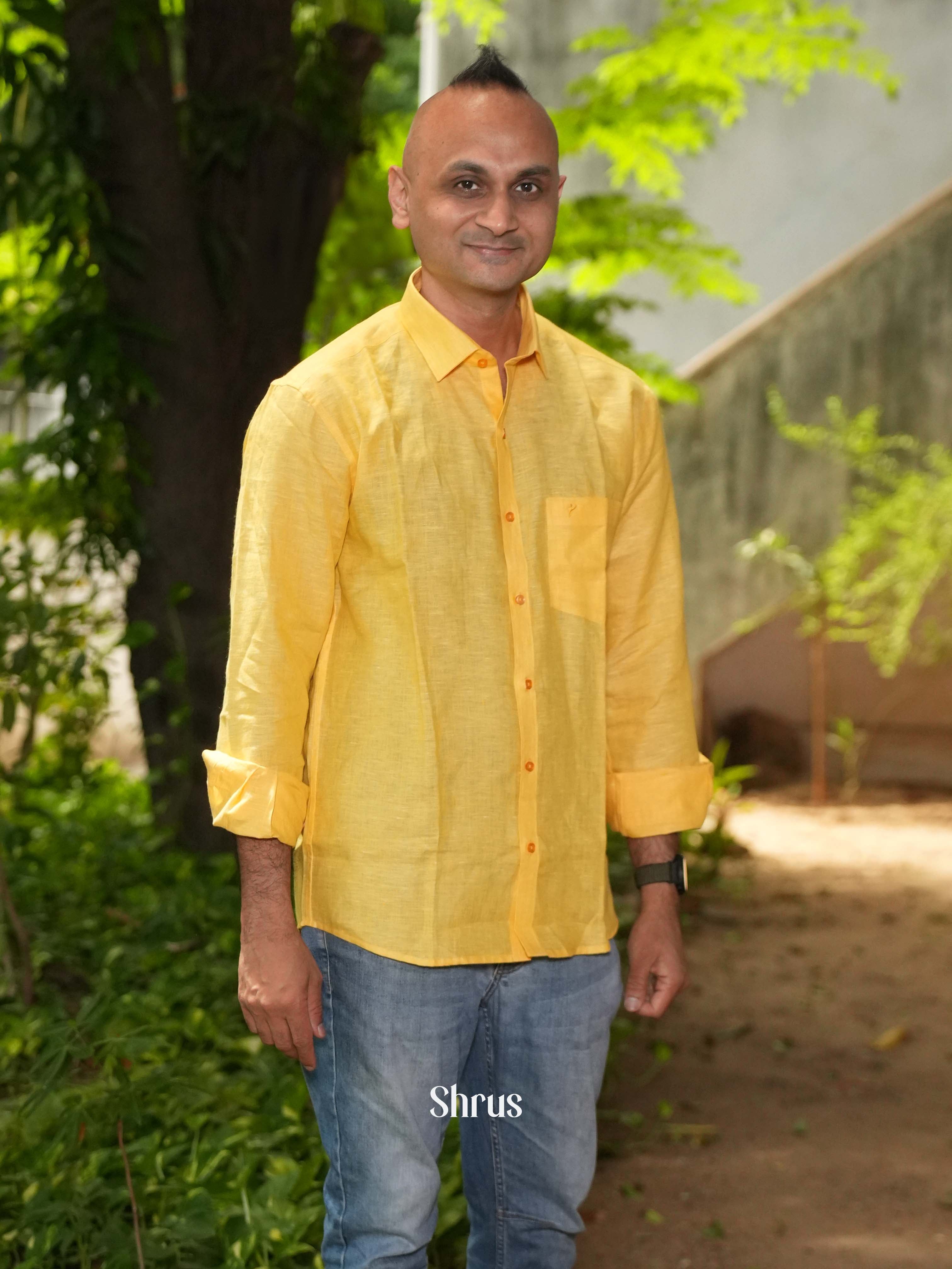 Yellow - Pure Linen Readymade Shirts