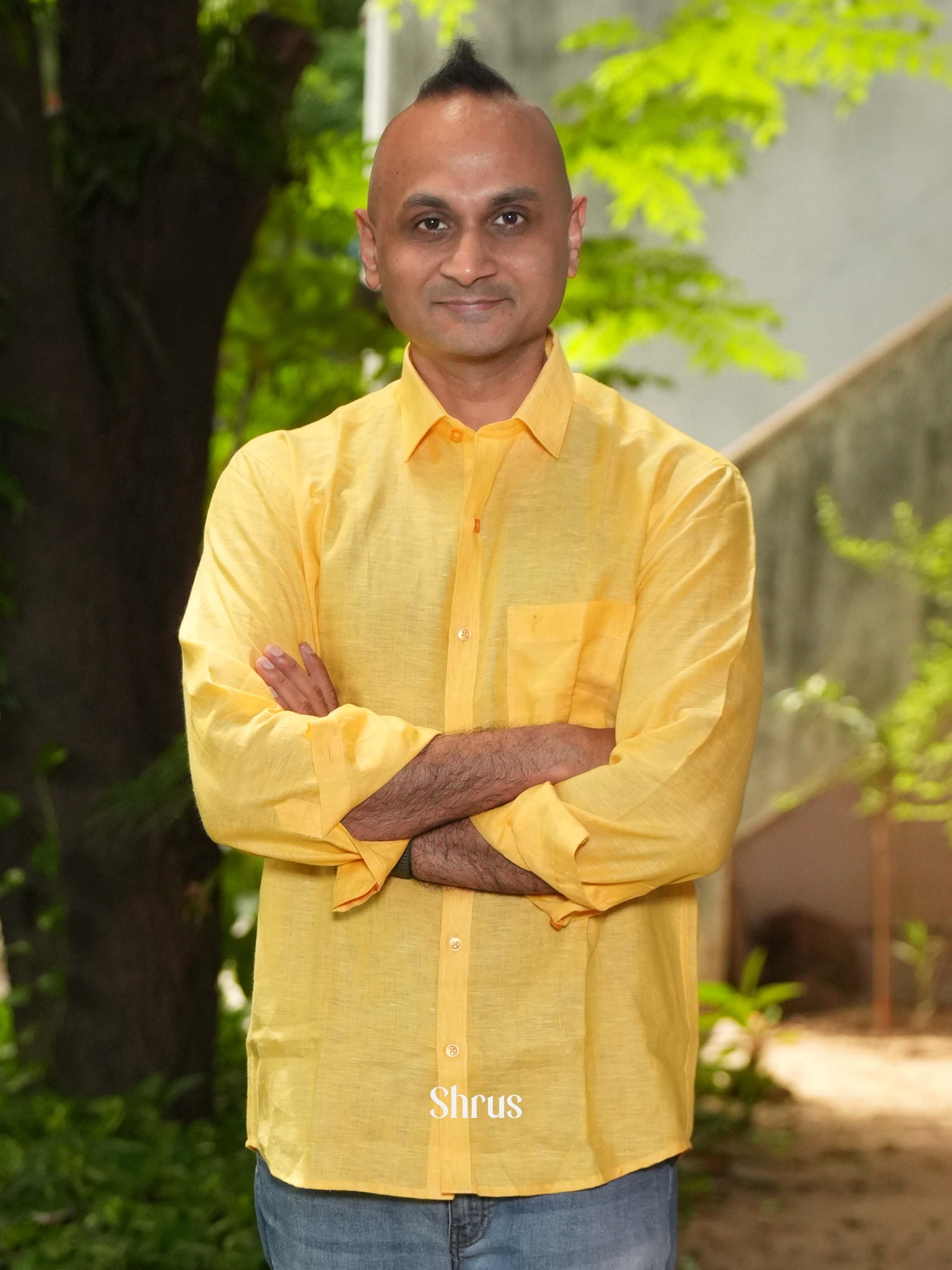 Yellow - Pure Linen Readymade Shirts