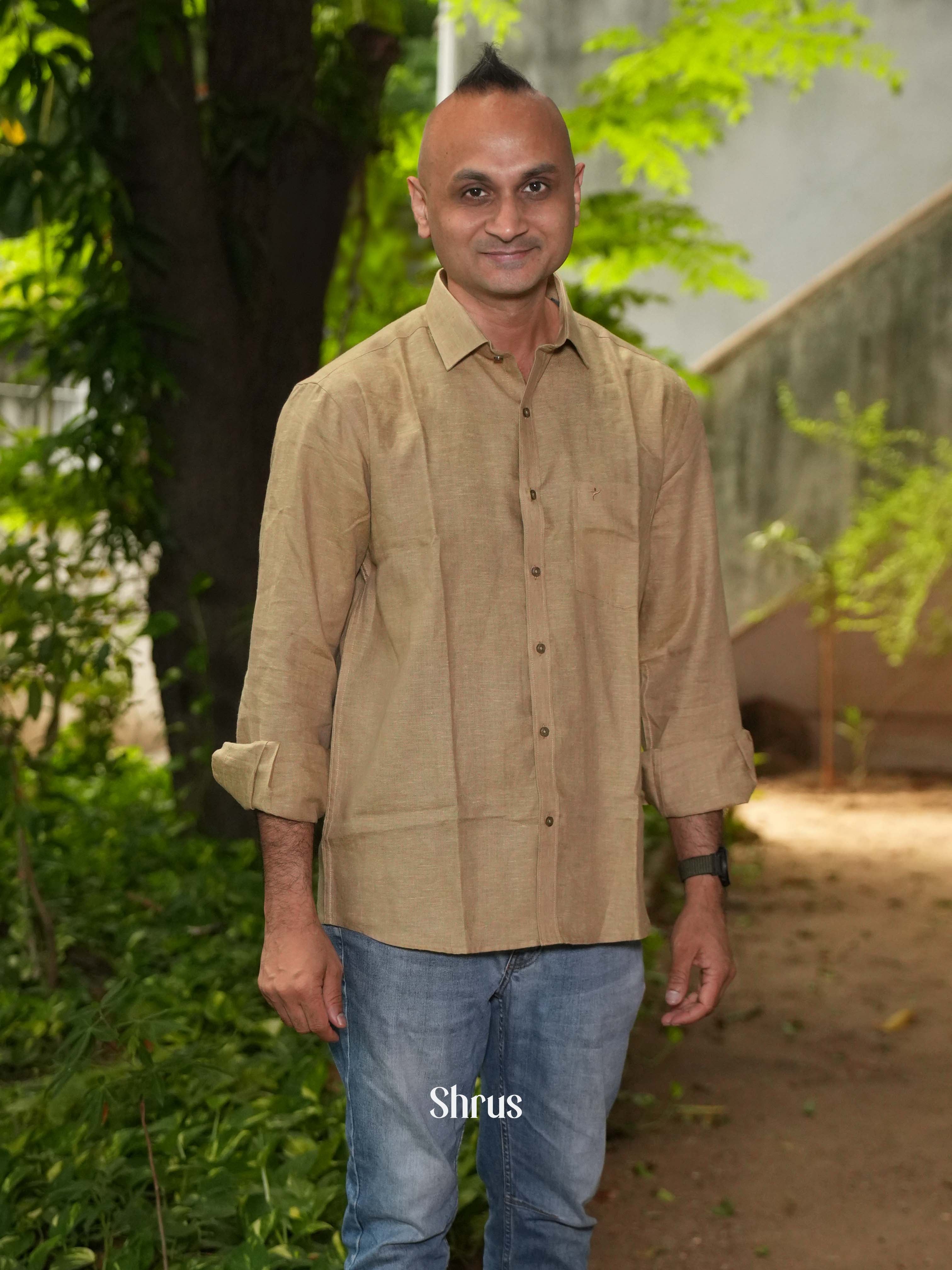 Dusty Brown  - Pure Linen Readymade Shirts