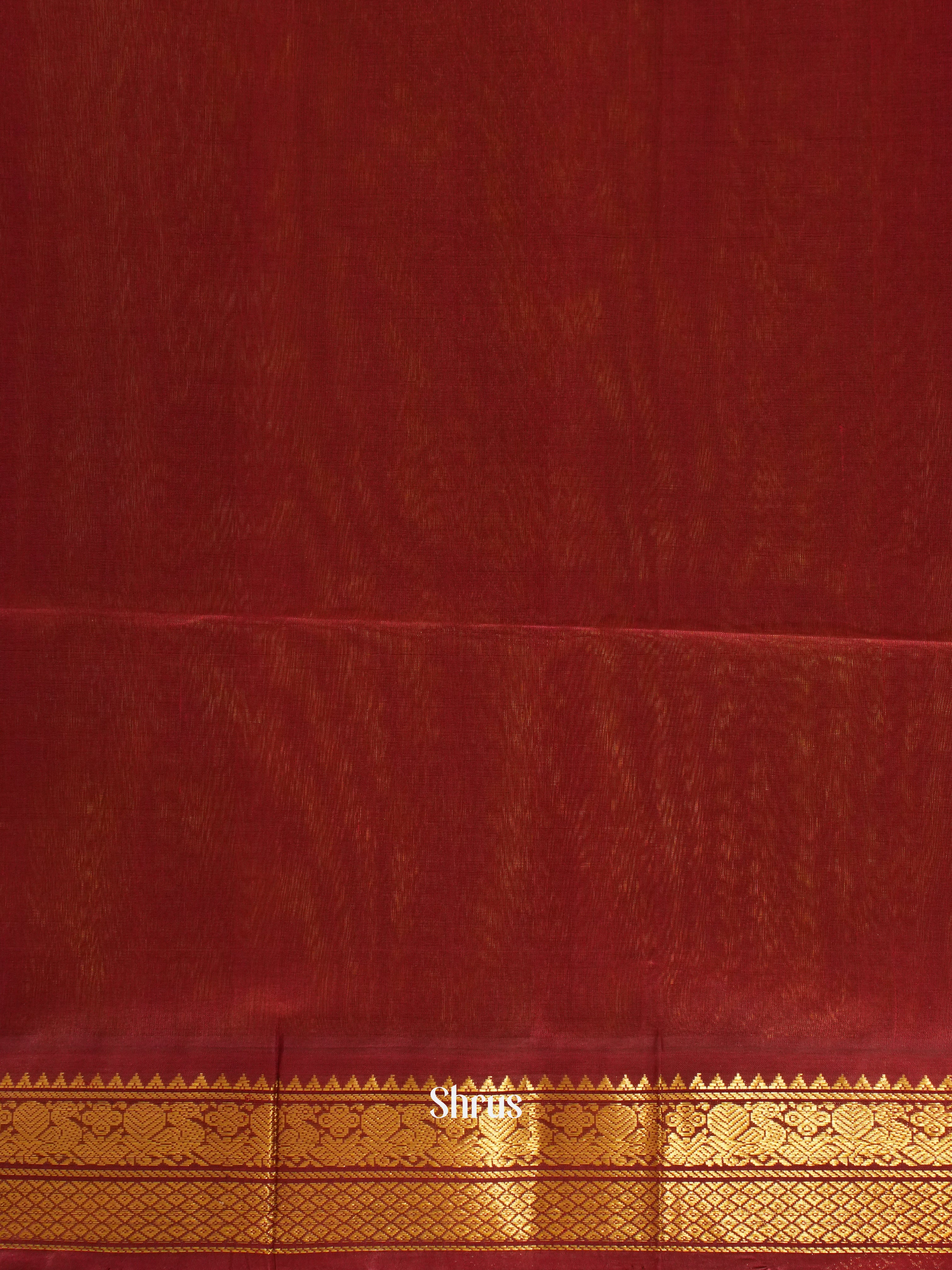 Light Green & Maroon - Silk Cotton Saree