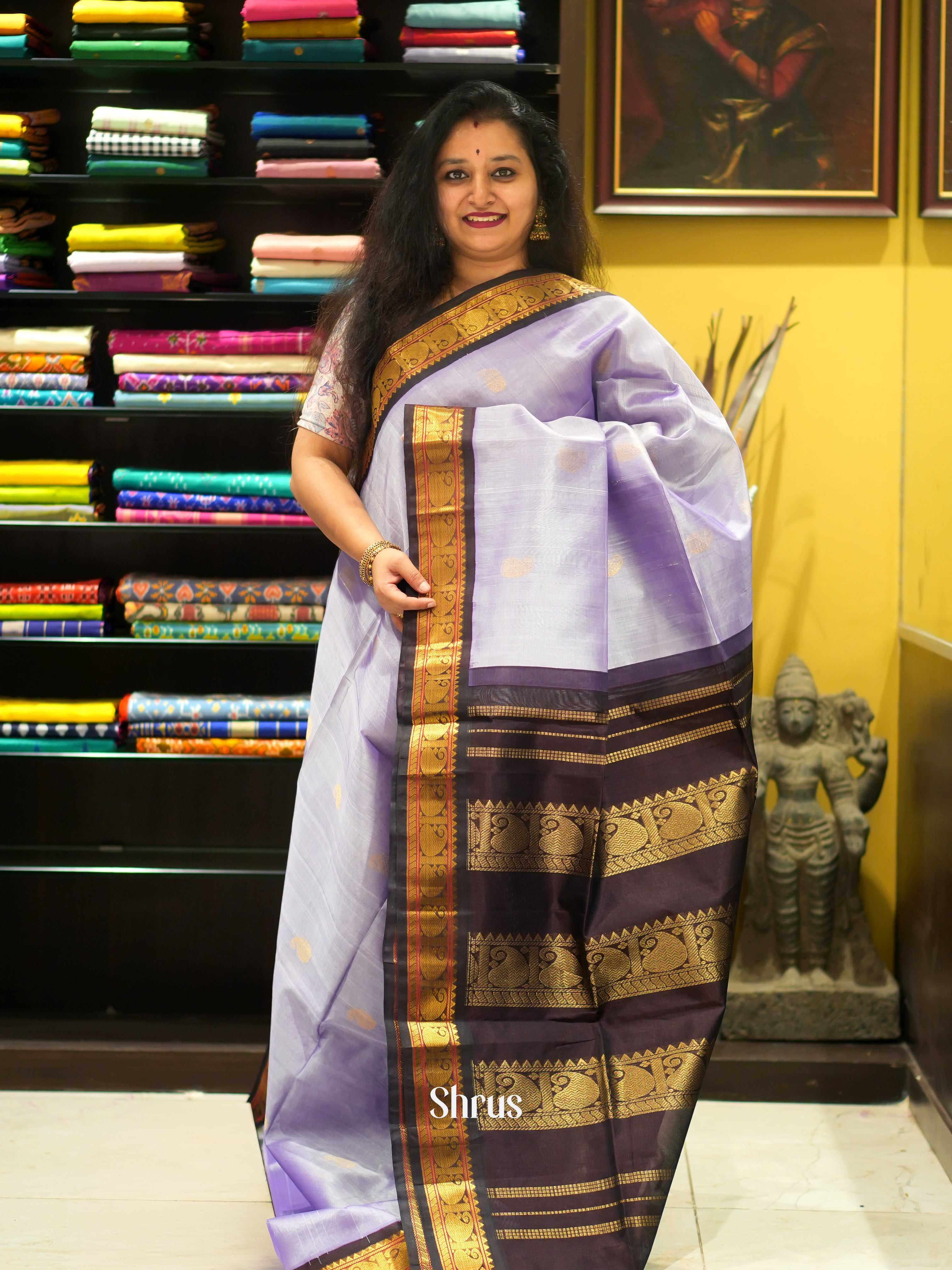 Lavender & Brown - Silk Cotton Saree