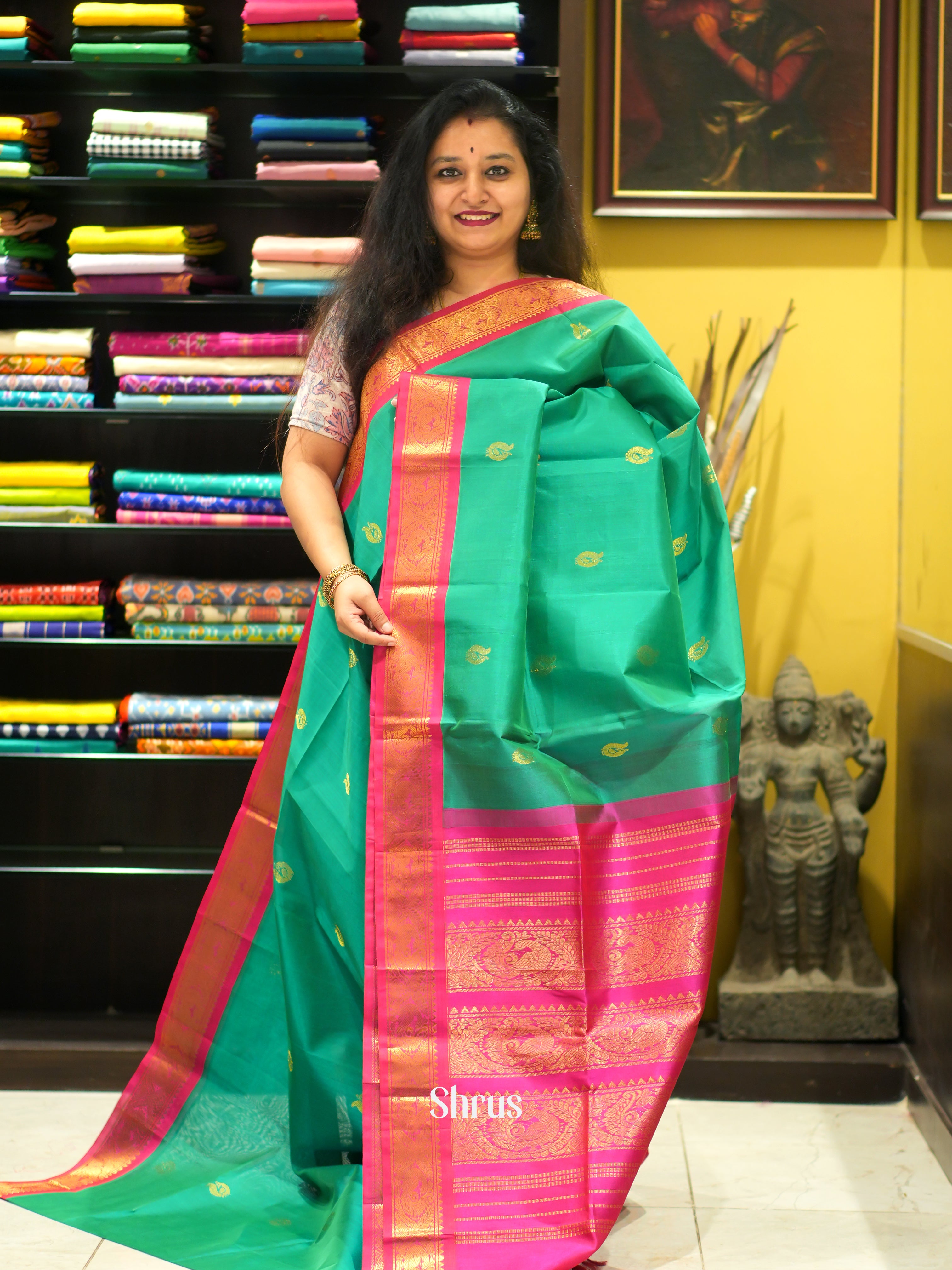 Green & Pink - Silk Cotton Saree