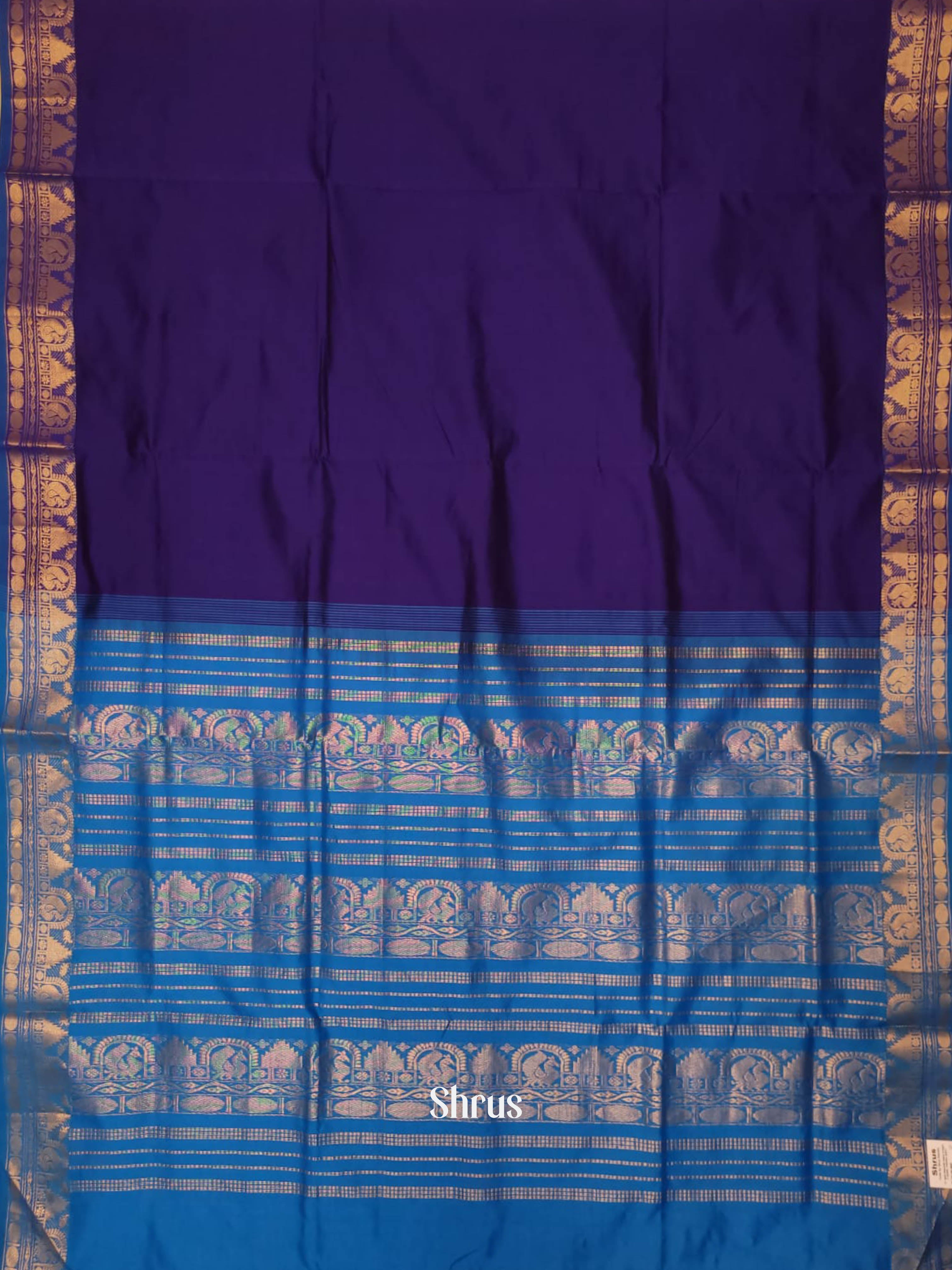 Blue & Teal - Silkcotton-halfpure Saree