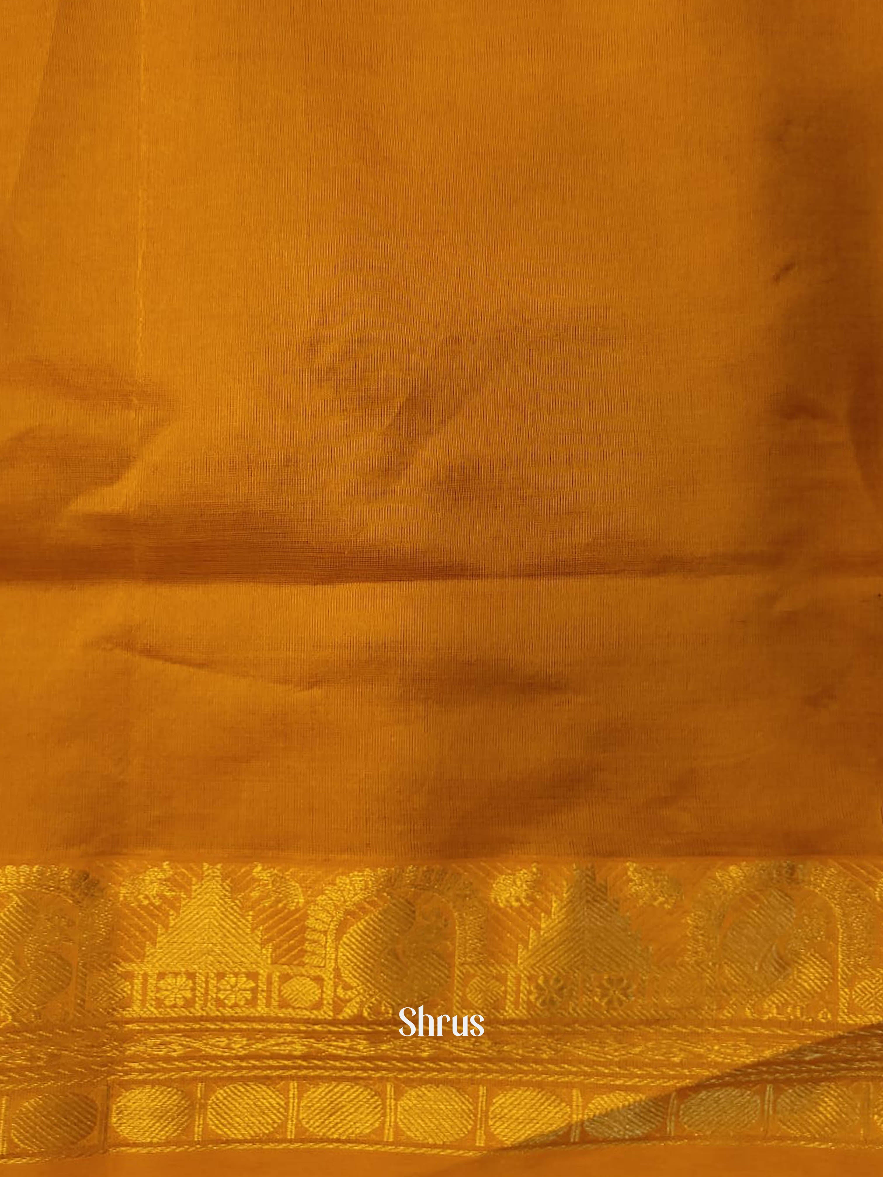 Green & Mustard  - Silk cotton-halfpure Saree