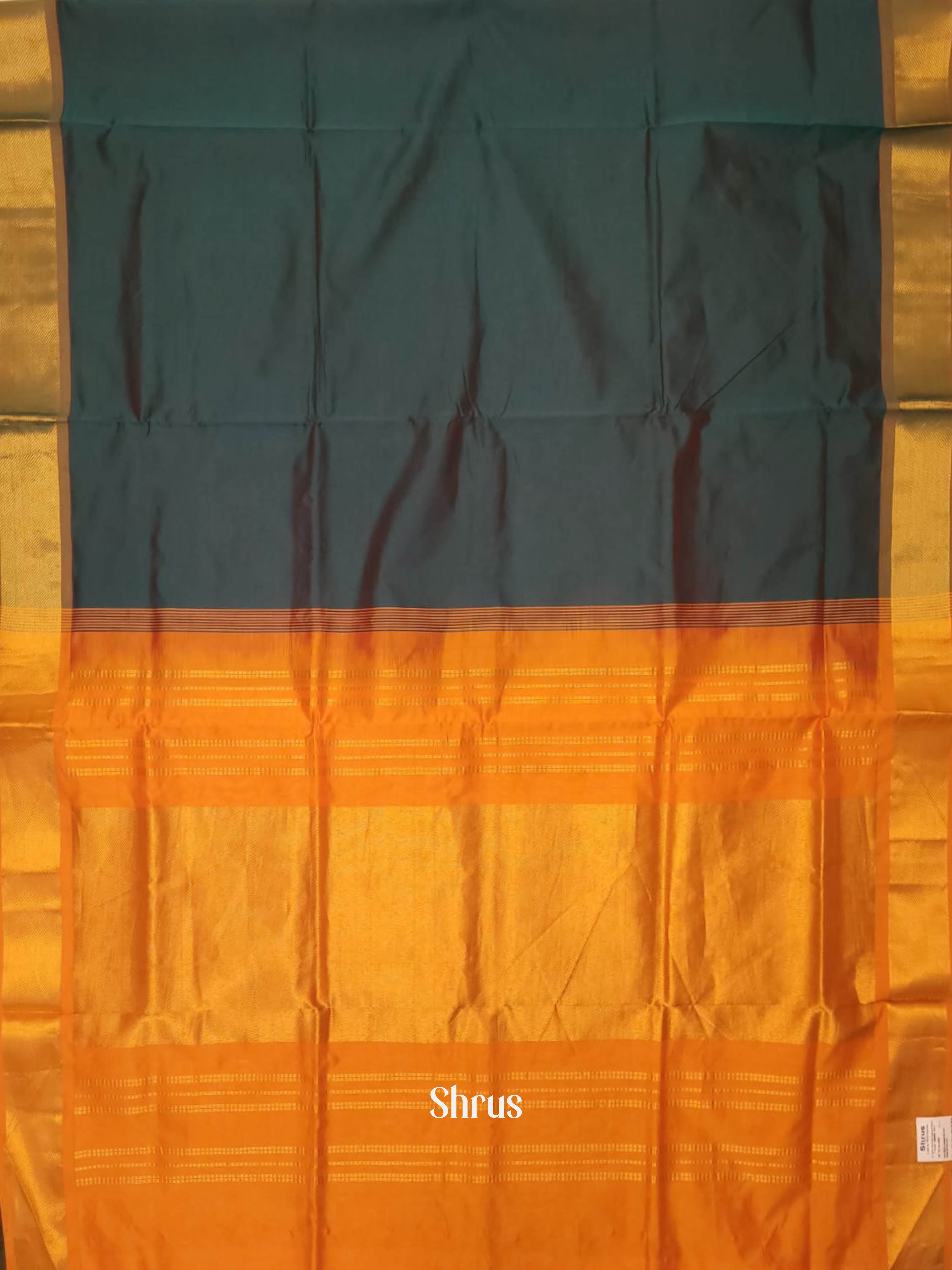 Blue & Mustard- Silk cotton-halfpure Saree