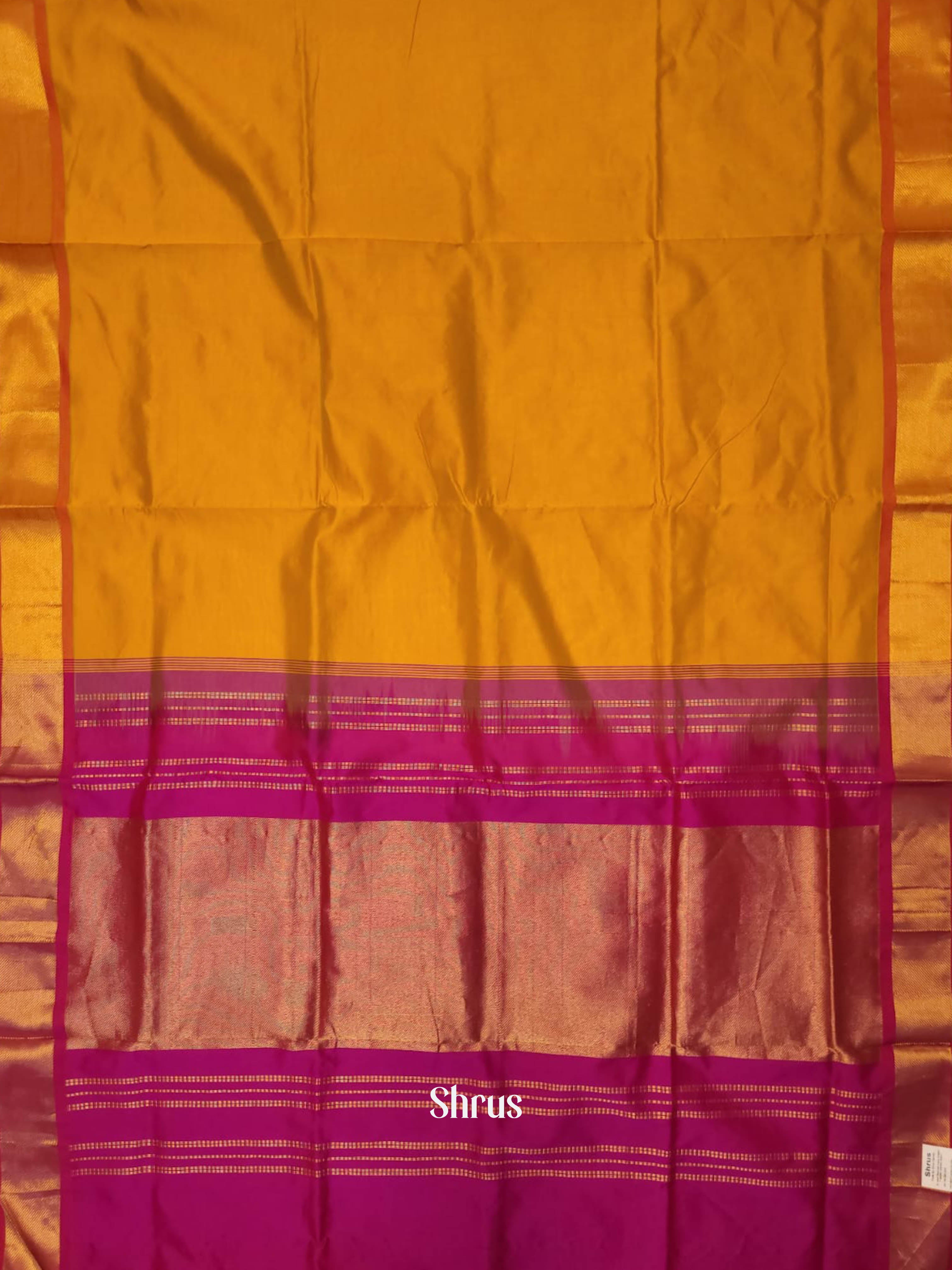 Mustard & Pink- Silk cotton-halfpure Saree