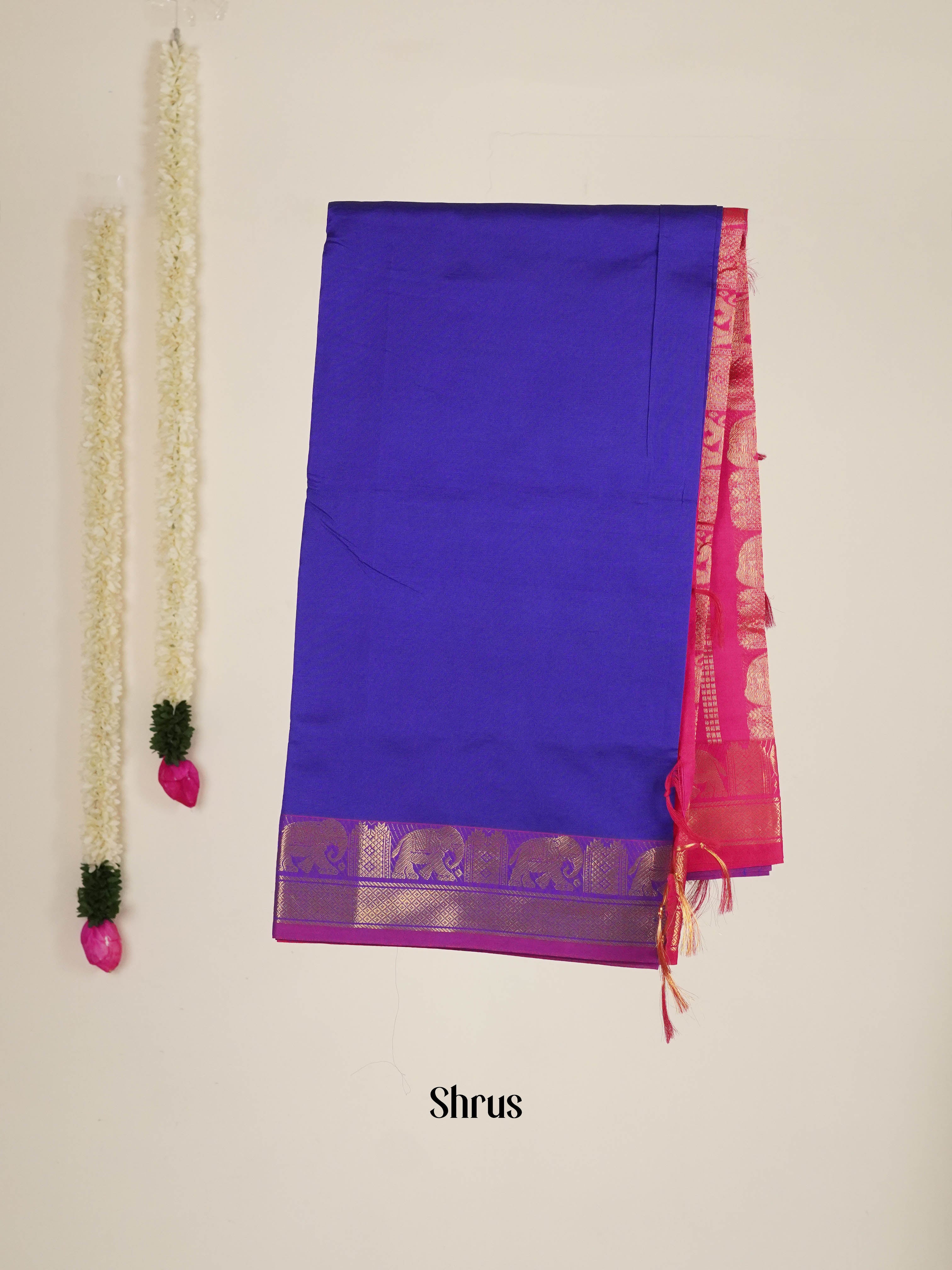 Blue & PInk - Silk cotton-halfpure Saree