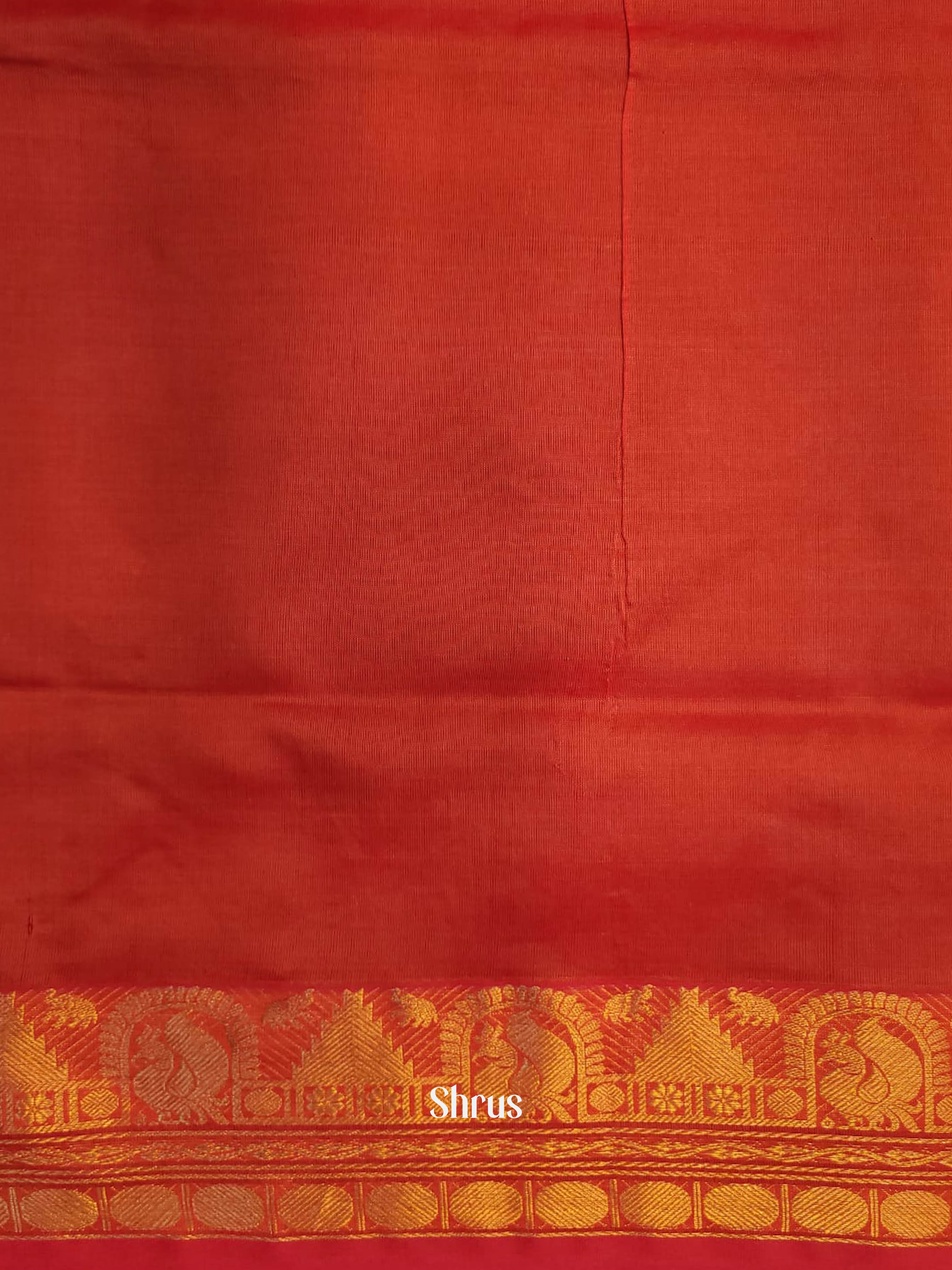 blue & Orange - Silkcotton-halfpure Saree