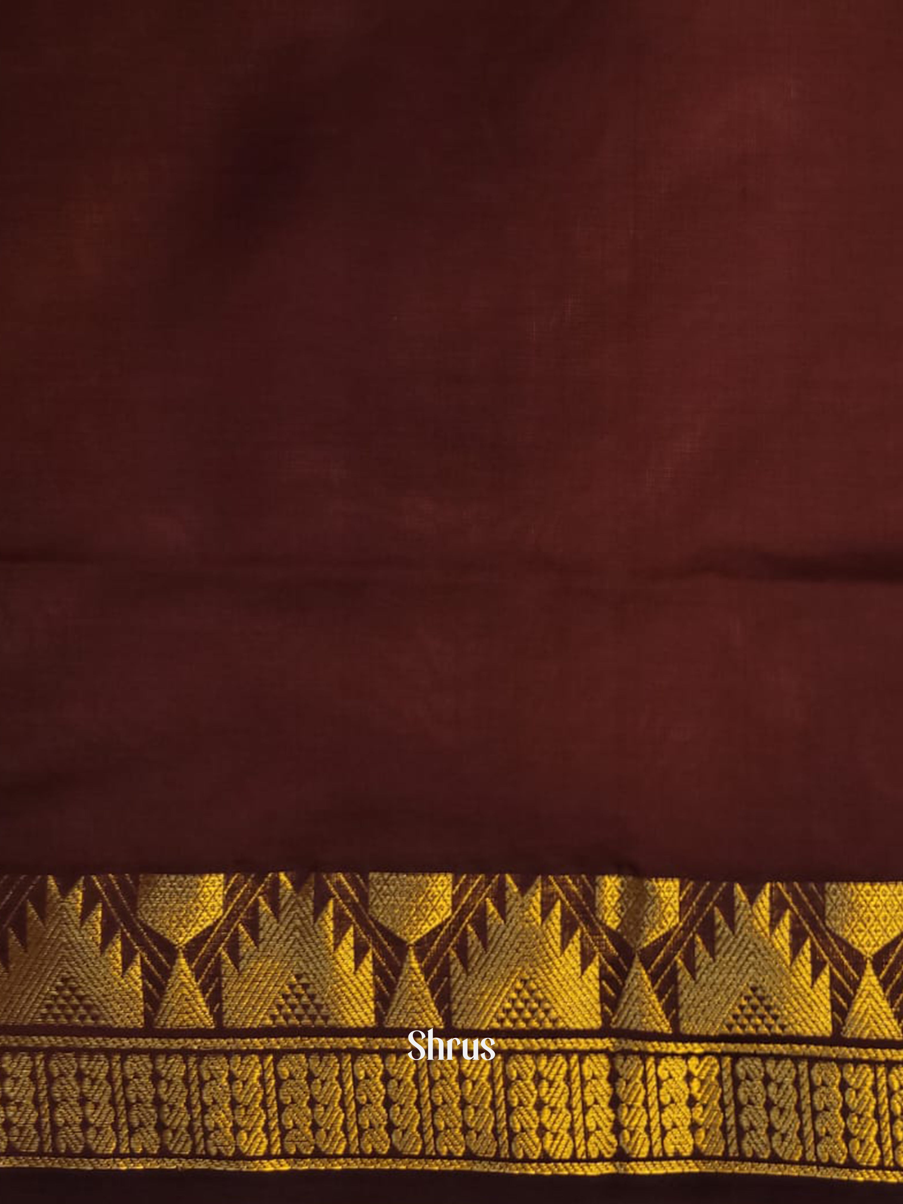 Orange & Brown - Silkcotton-halfpure Saree