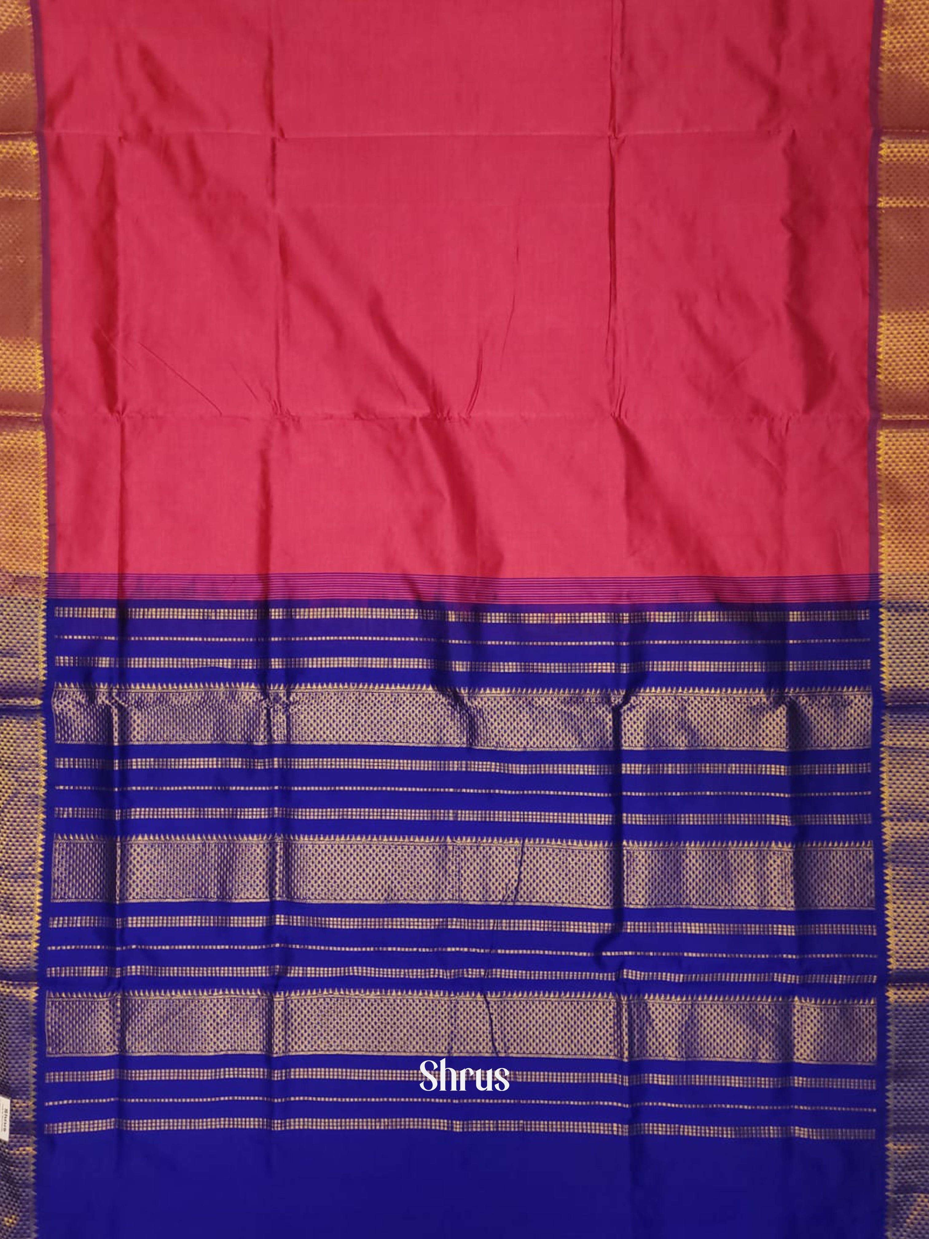 Pink & Blue - Silk cotton-halfpure Saree