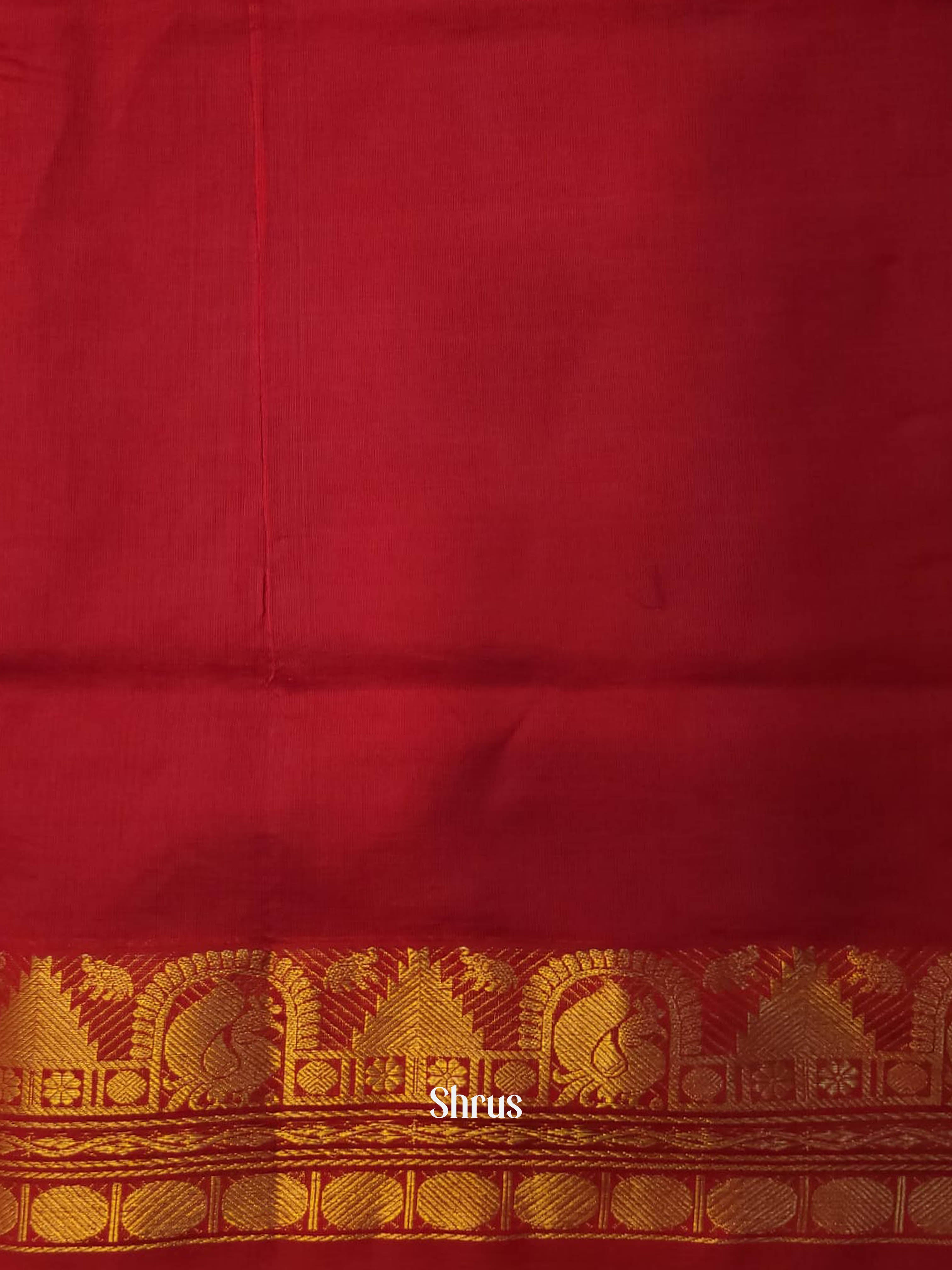 Blue & Red - Silk cotton-halfpure Saree