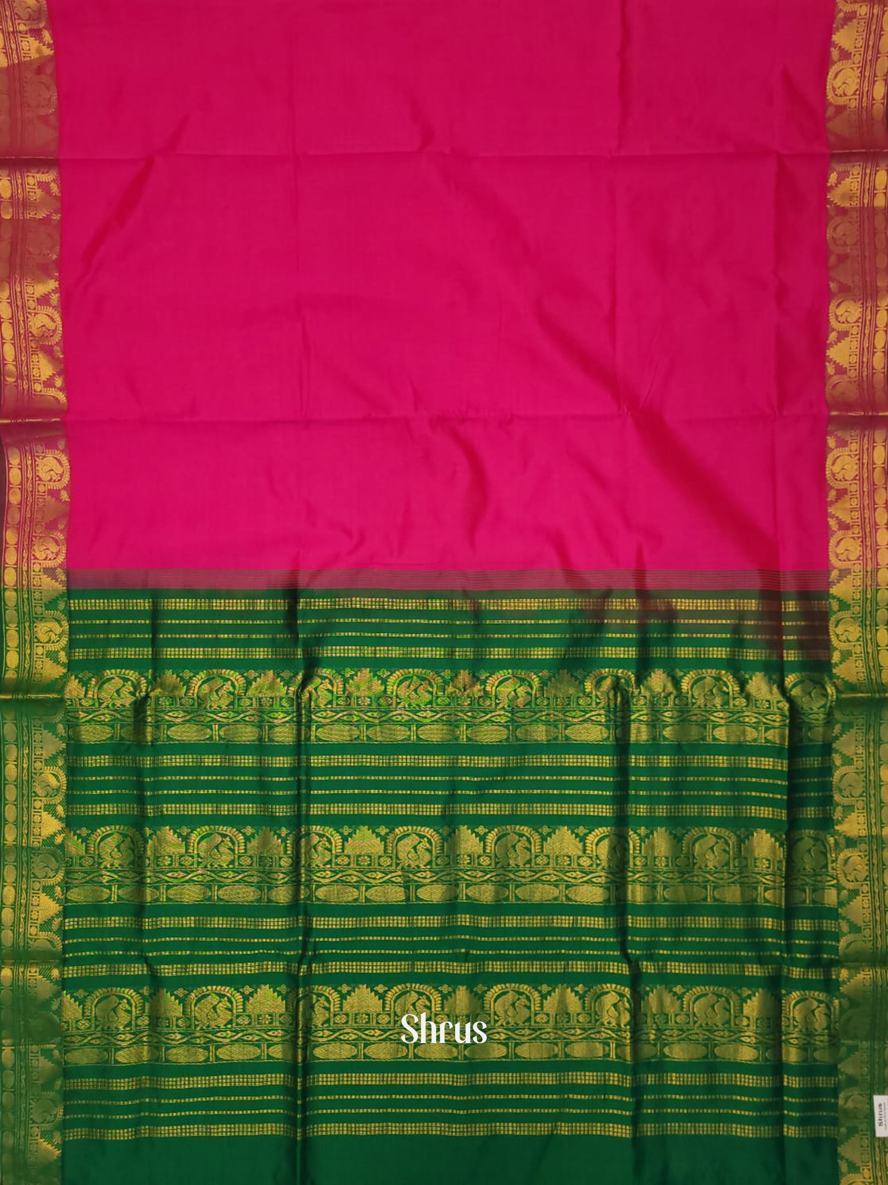 Pink & Green - Silk cotton-halfpure Saree