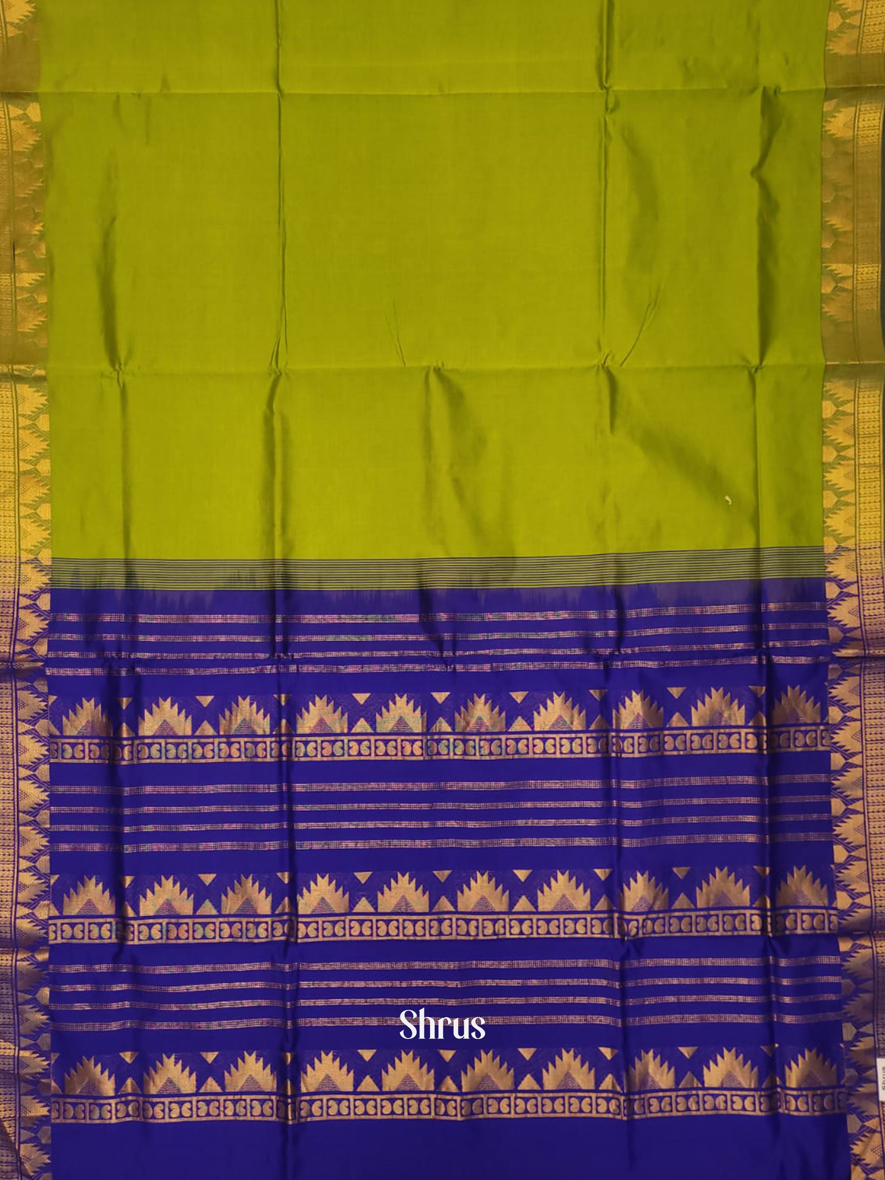 Green & Blue - Silk cotton-halfpure Saree