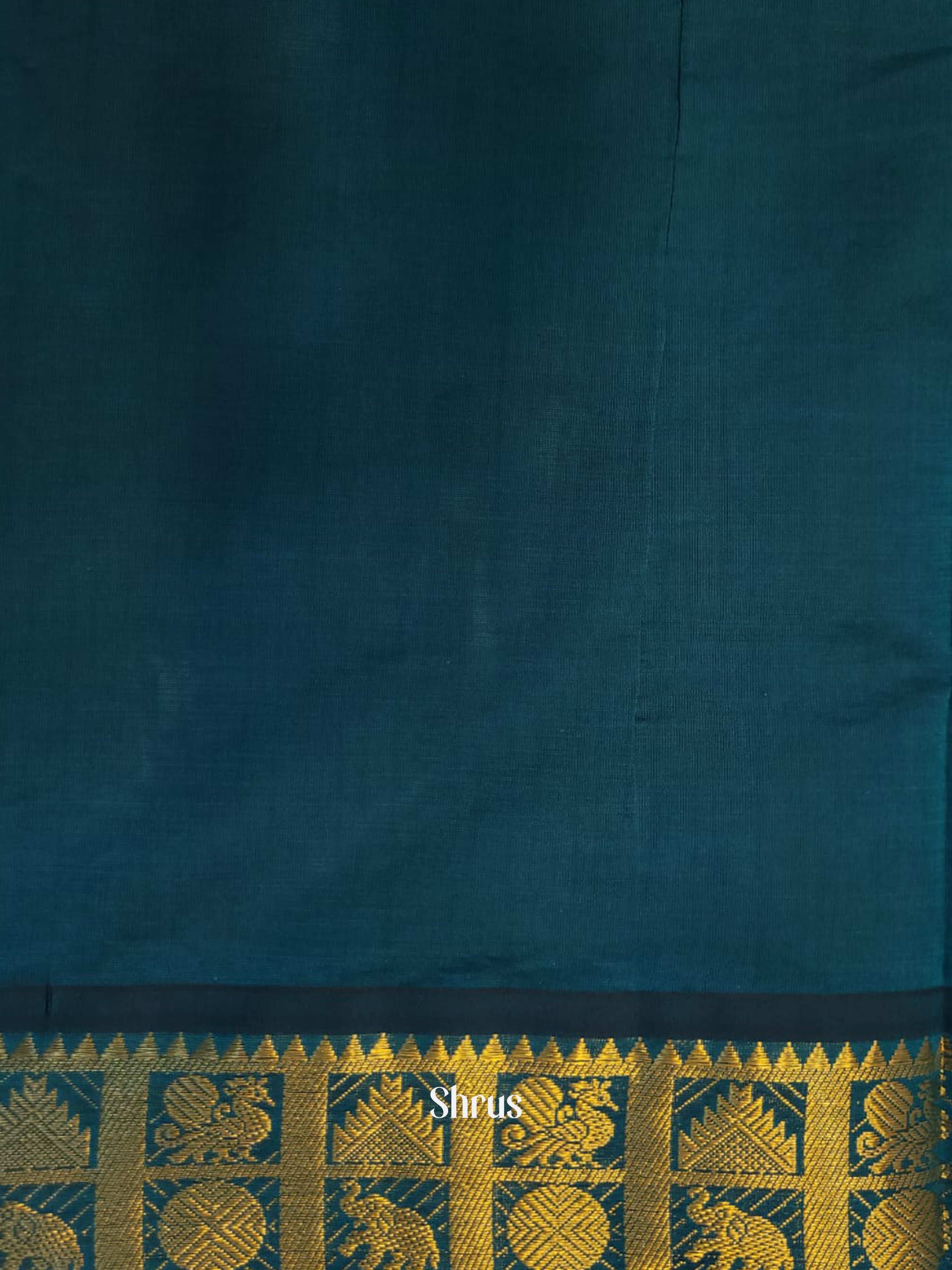 Brown & Blue - Silkcotton-halfpure Saree