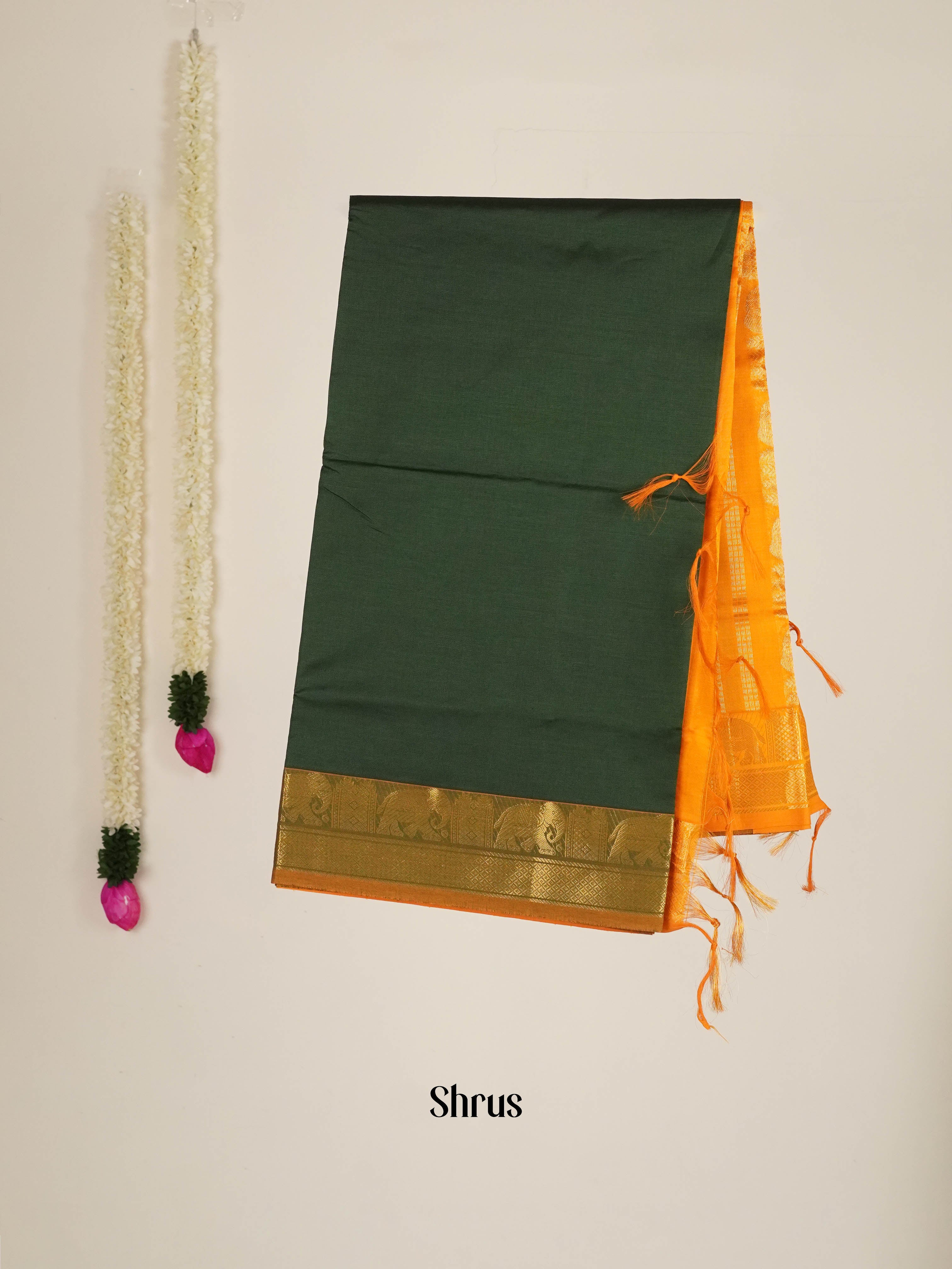 Green & Mustard - Silk cotton-halfpure Saree