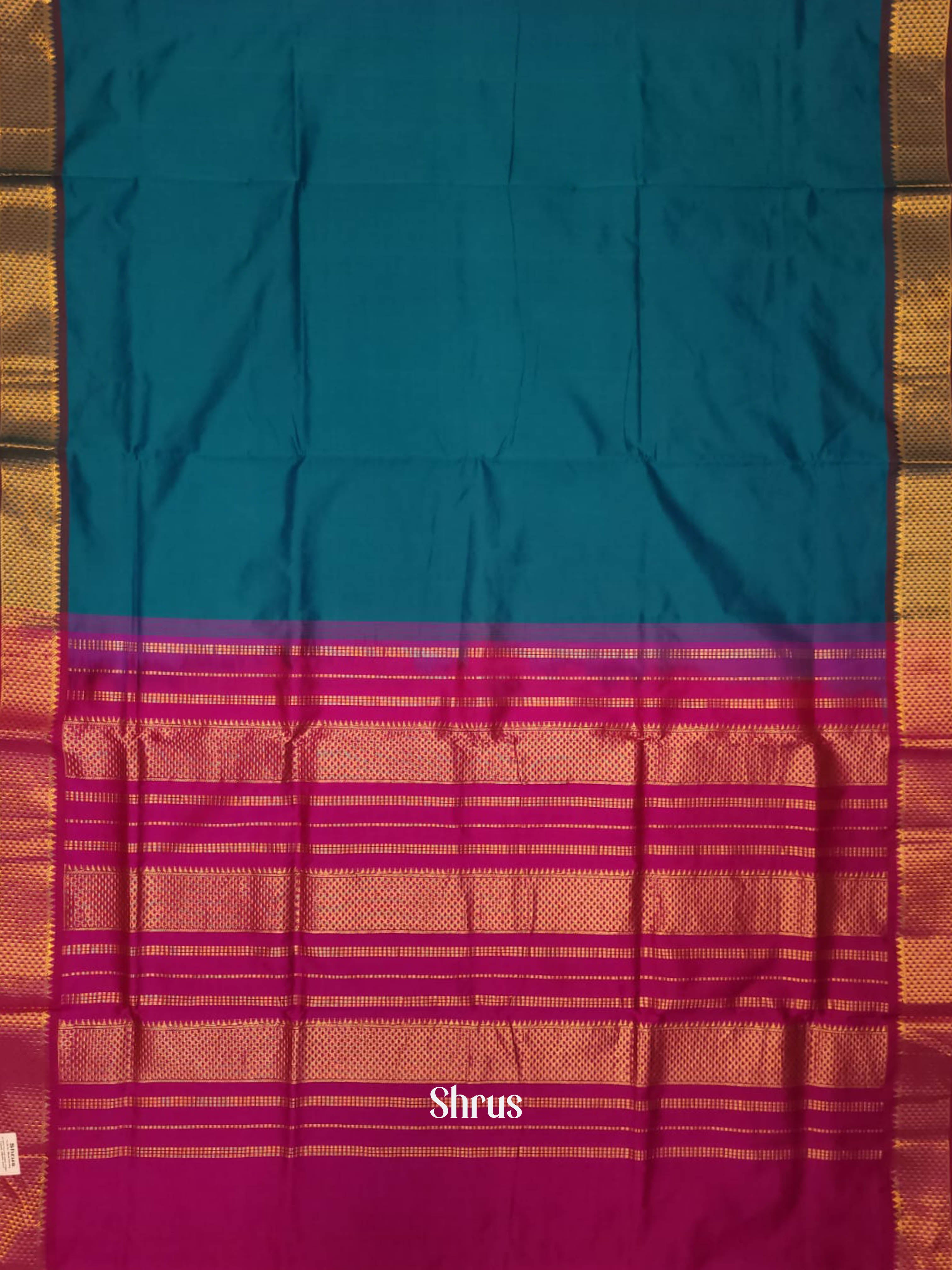 Blue & Pink - Silk cotton-halfpure Saree