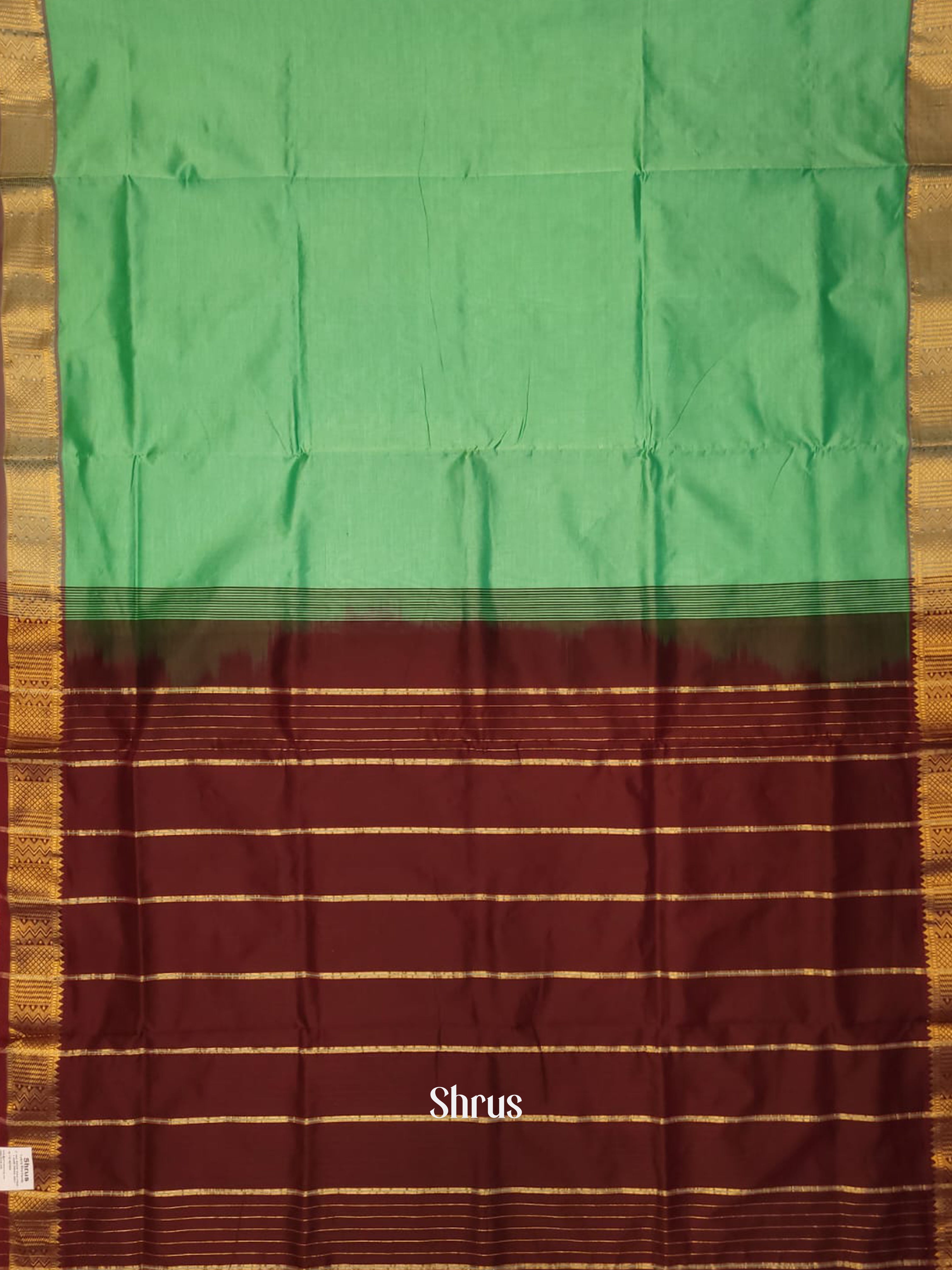 Teal & Maroon - Silk cotton-halfpure Saree