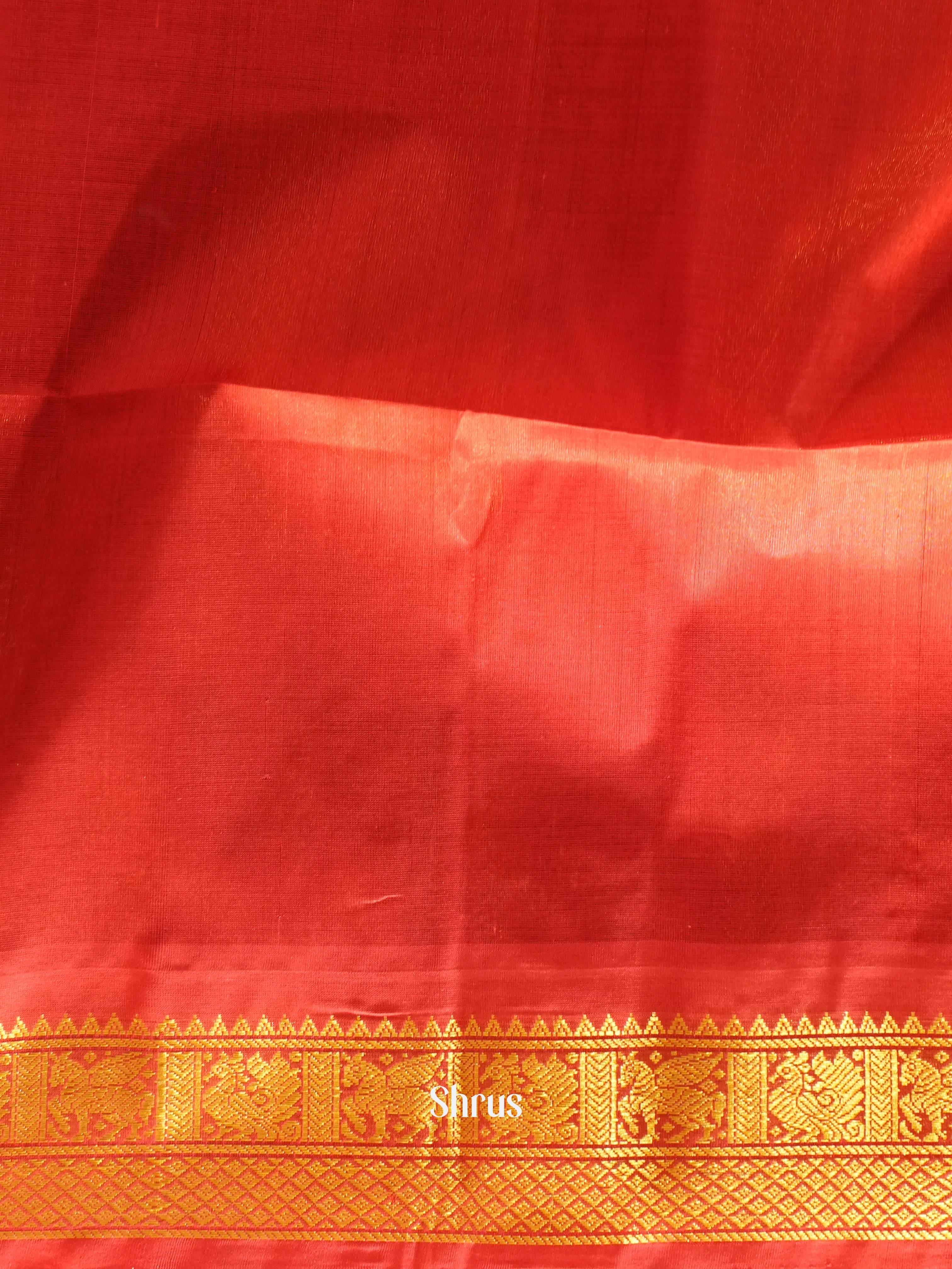 Brown & Red - Silk Cotton Saree