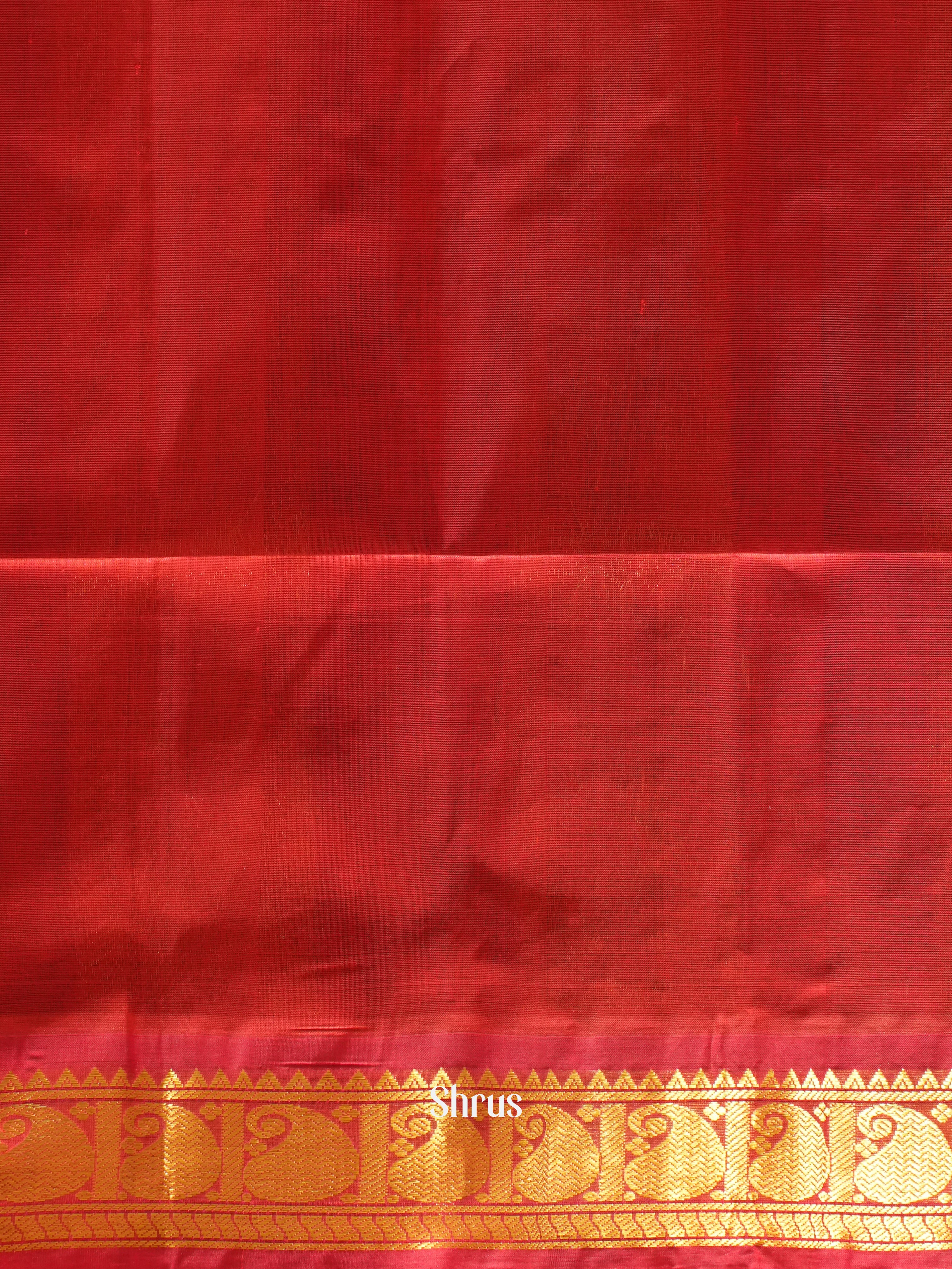 Blue & Red - Silk Cotton Saree