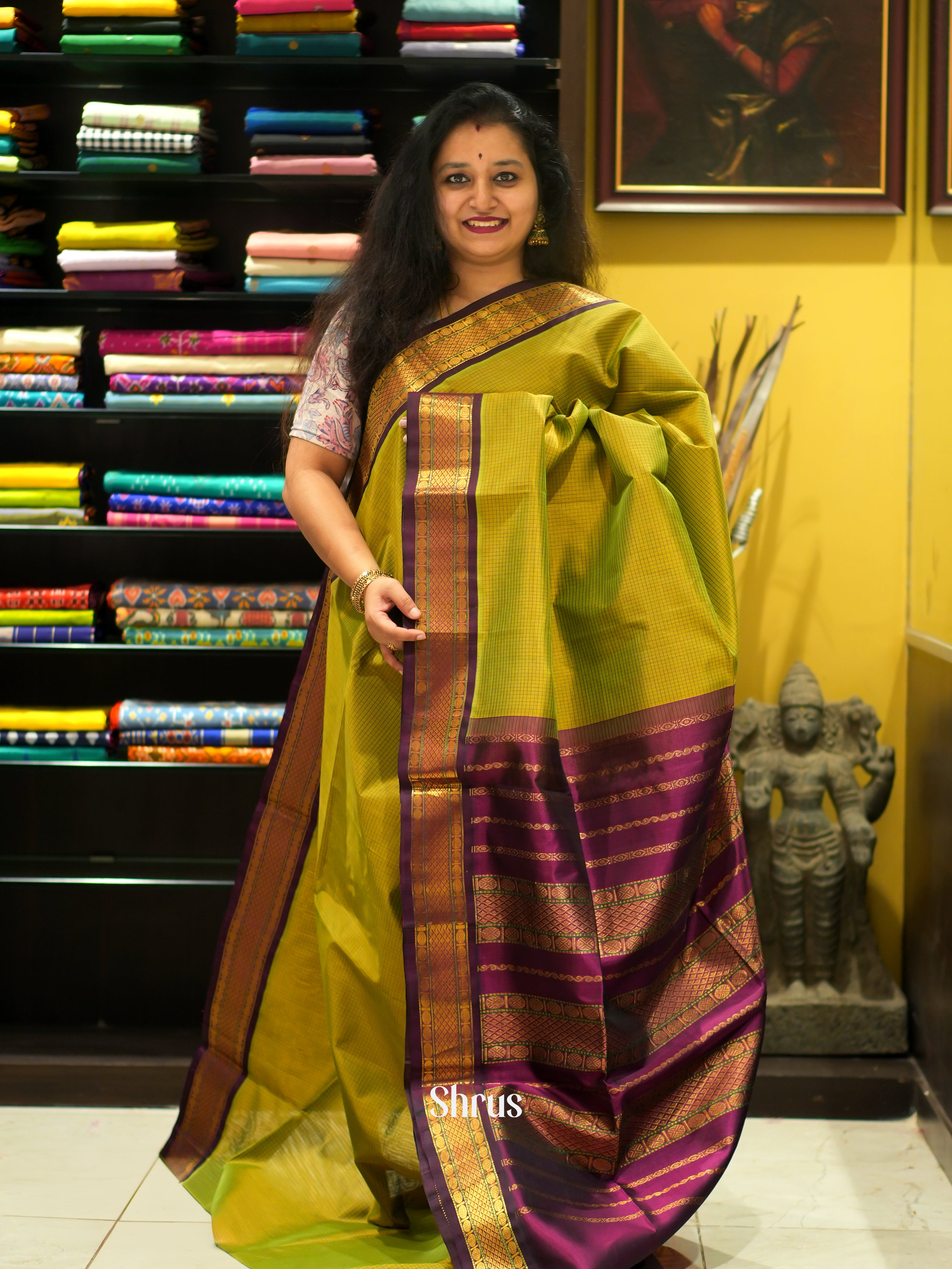 Green & Purple - Silk Cotton Saree