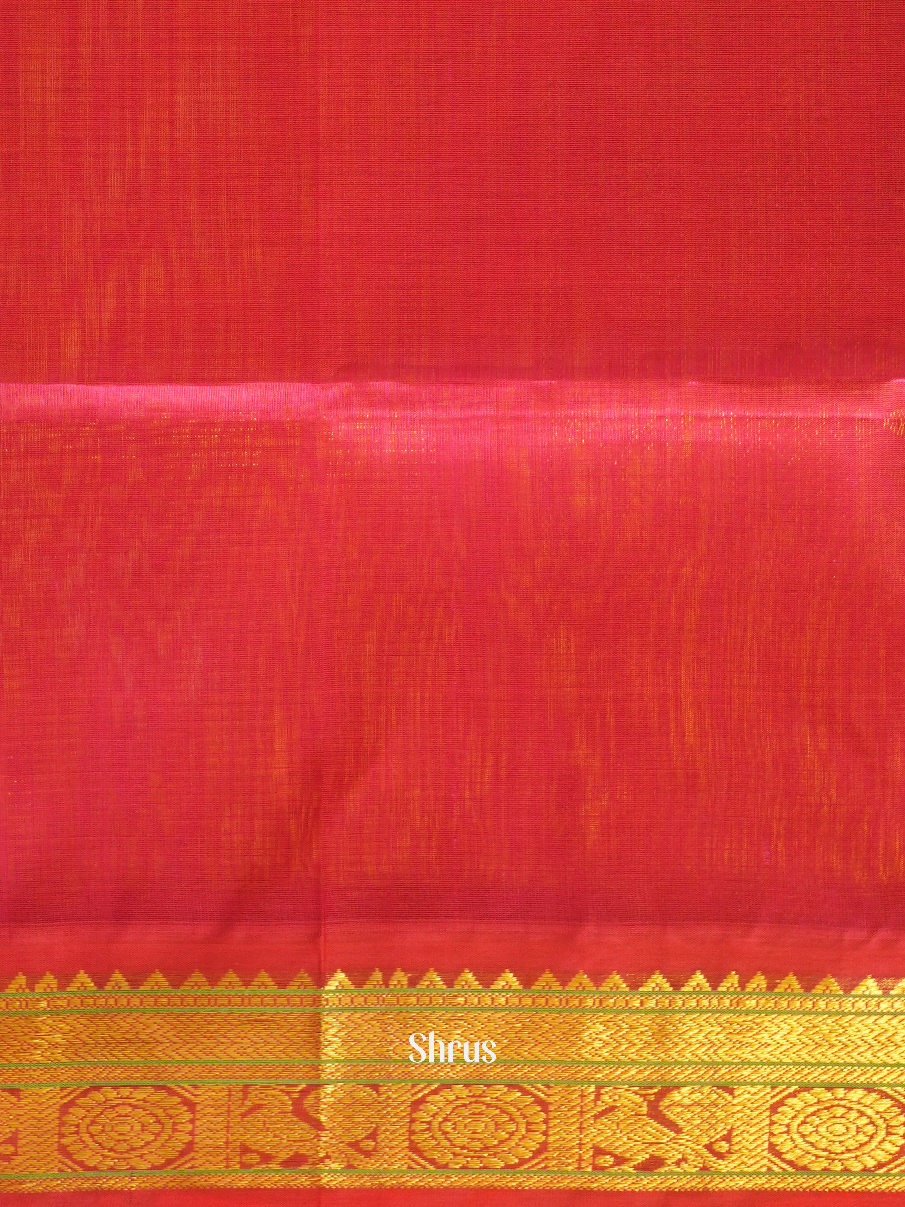 Mustard & Reddish Pink - Silk Cotton Saree