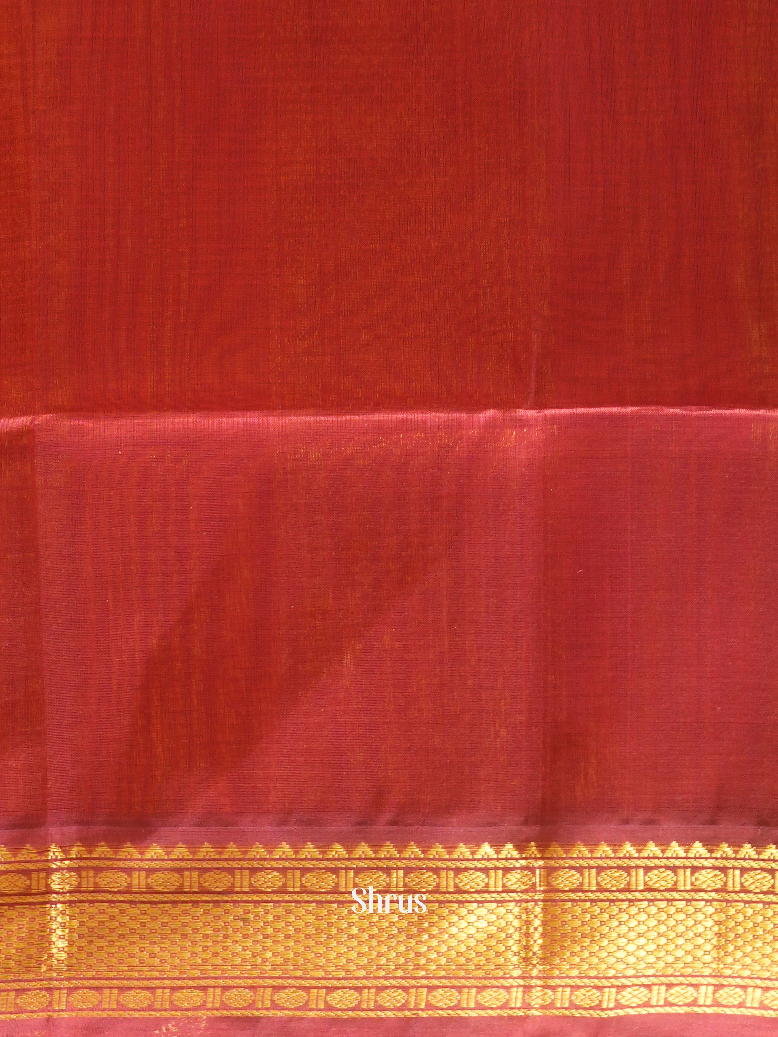 Yellow & Maroon - Silk Cotton Saree